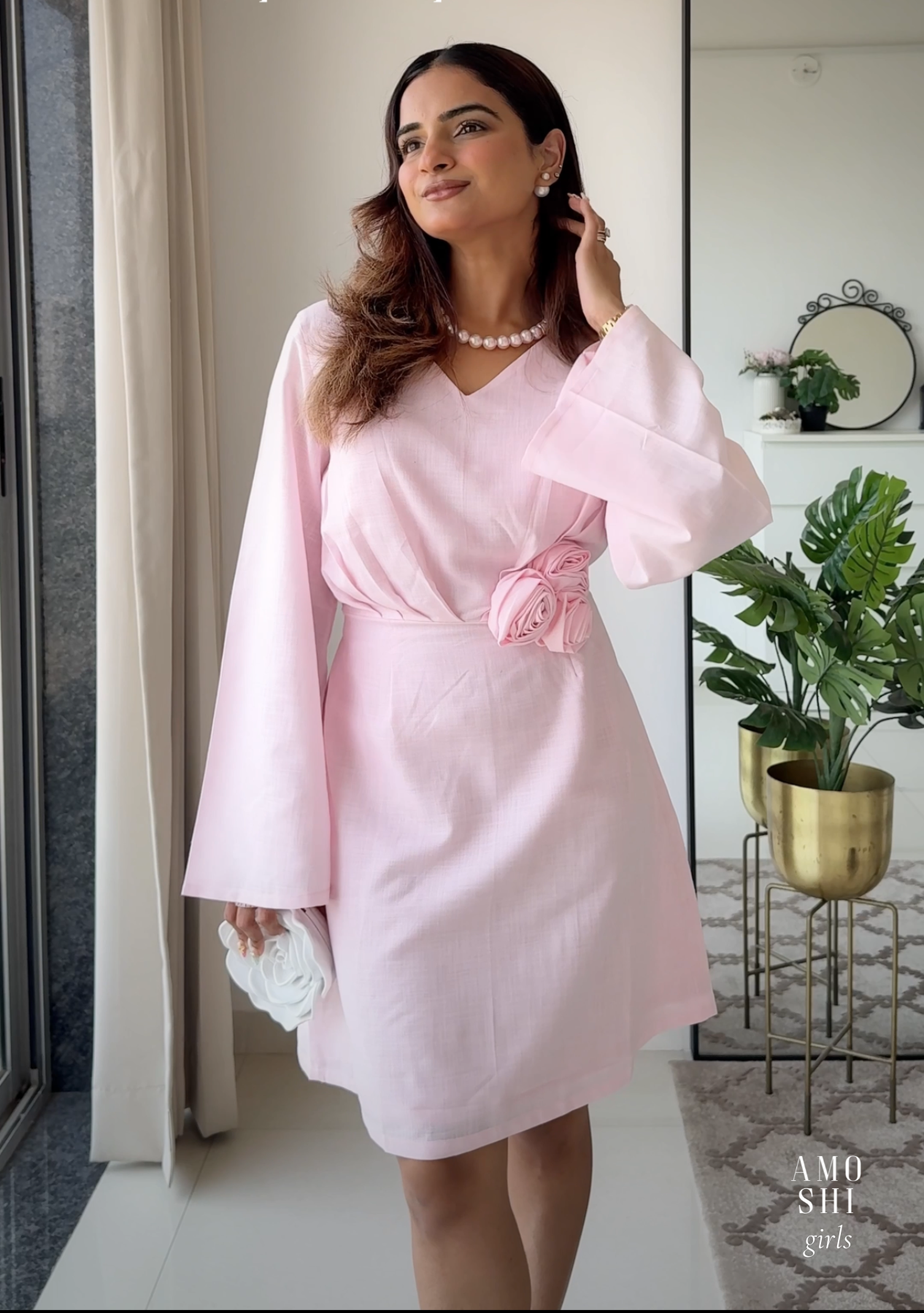 Rosalie Mini Dress (Pink) As Seen on Mauli