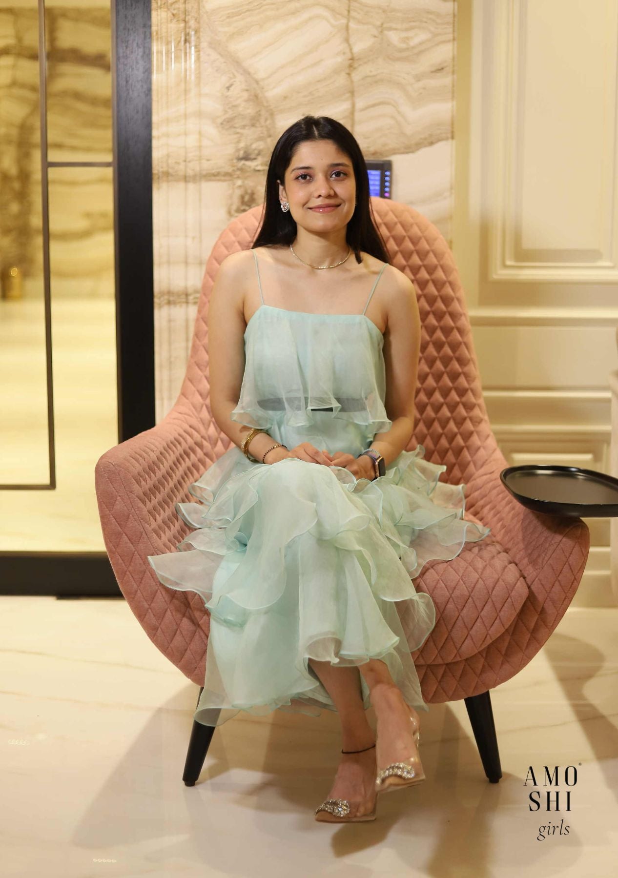 Sadhvi As seen in our Felicia Dress (Mint)