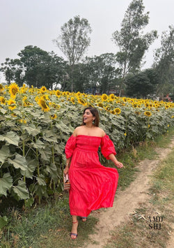 Love Midi Dress (Red) as seen on Isha Bansal
