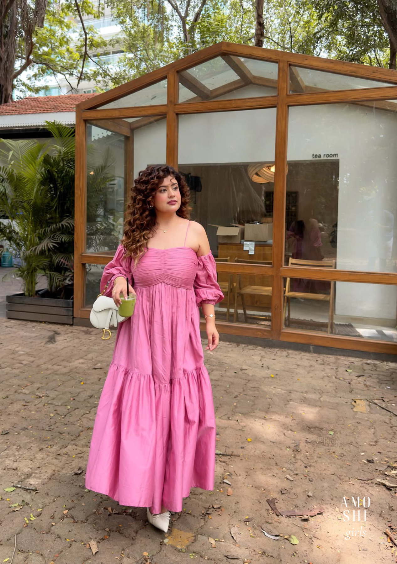 Lea Dress with detachable sleeves as seen on Rupali Hasija (Blush Pink)