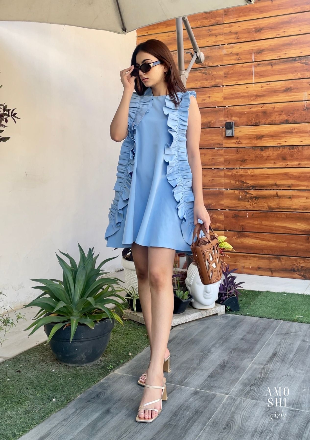 Florence Mini Dress (Powder Blue) as seen on Jannat Khurana