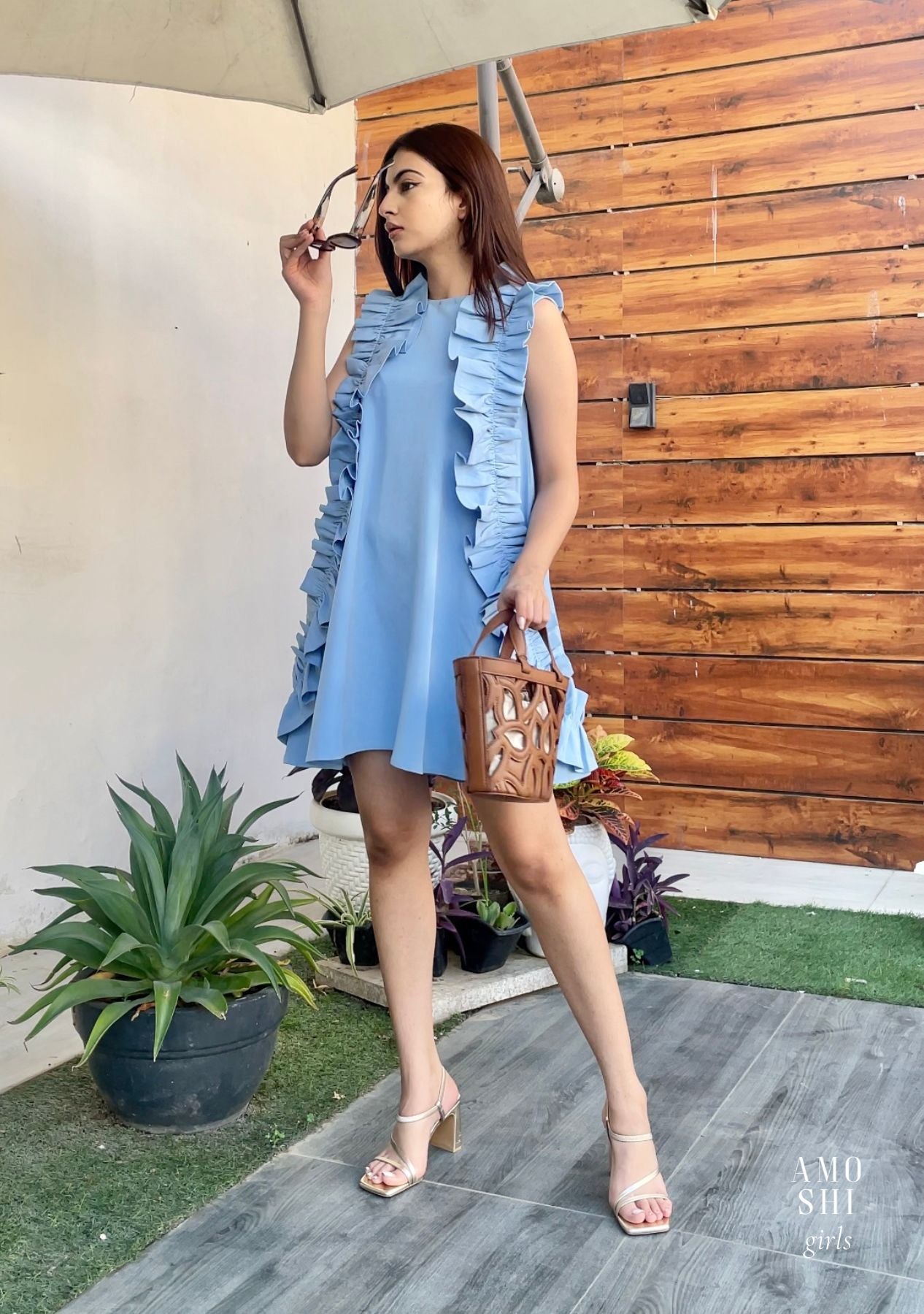 Florence Mini Dress (Powder Blue) as seen on Jannat Khurana