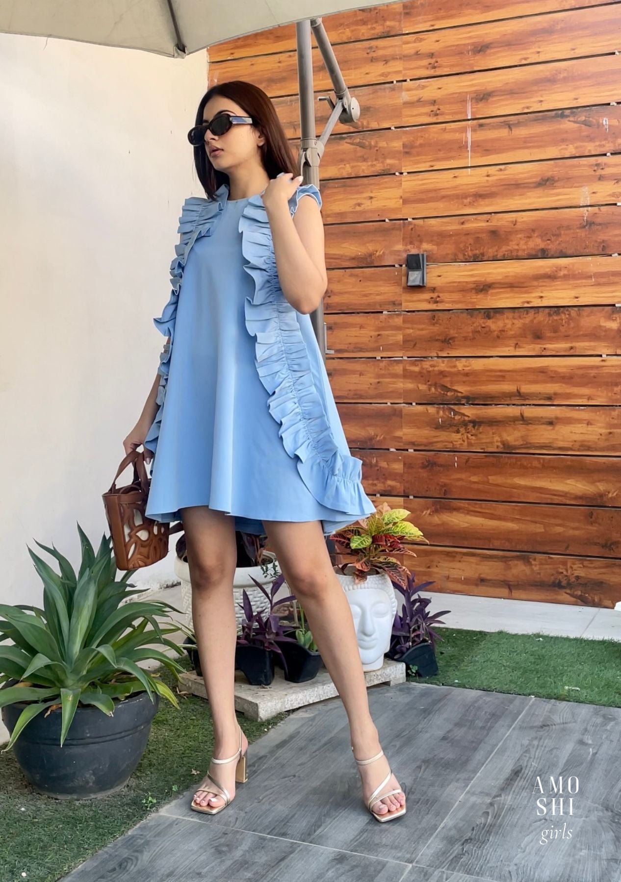 Florence Mini Dress (Powder Blue) as seen on Jannat Khurana