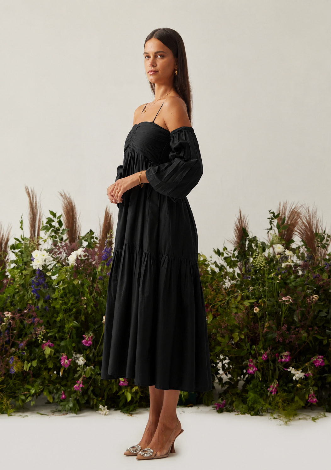 Lea Dress with detachable sleeves (Black)