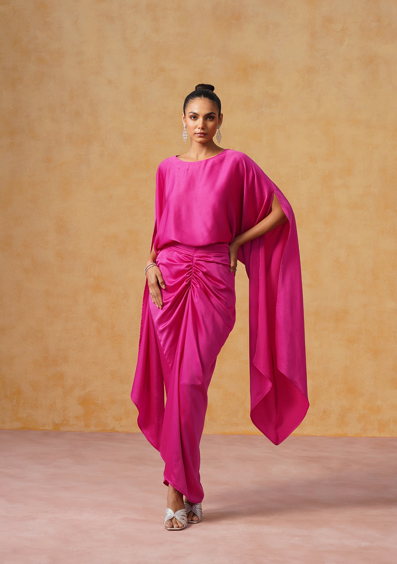 Dira Skirt Co-ord Set (Fuschia)