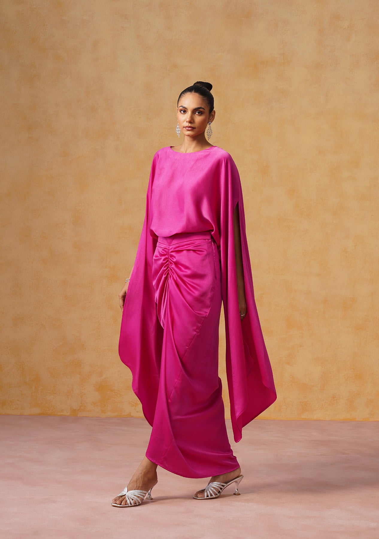 Dira Skirt Co-ord Set (Fuschia)