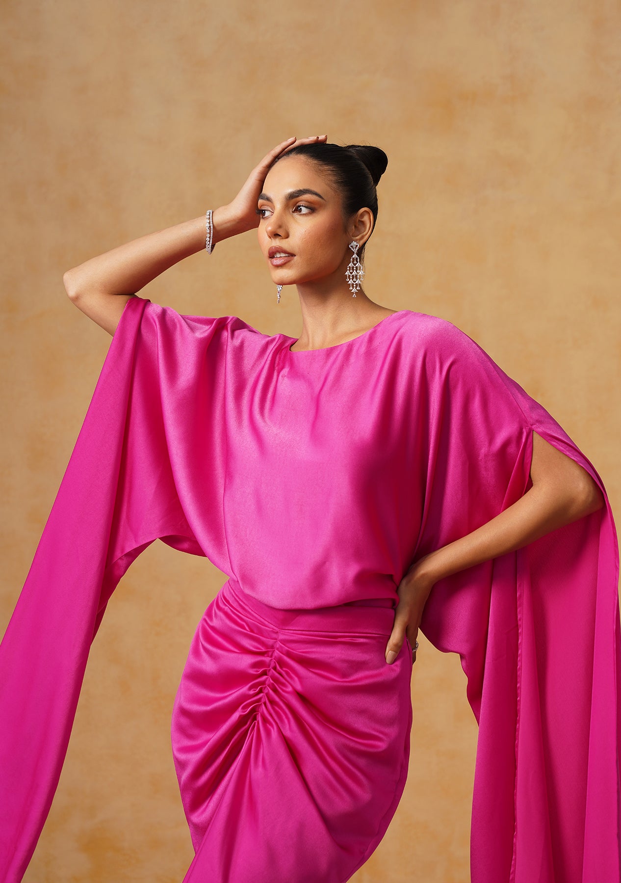 Dira Skirt Co-ord Set (Fuschia)