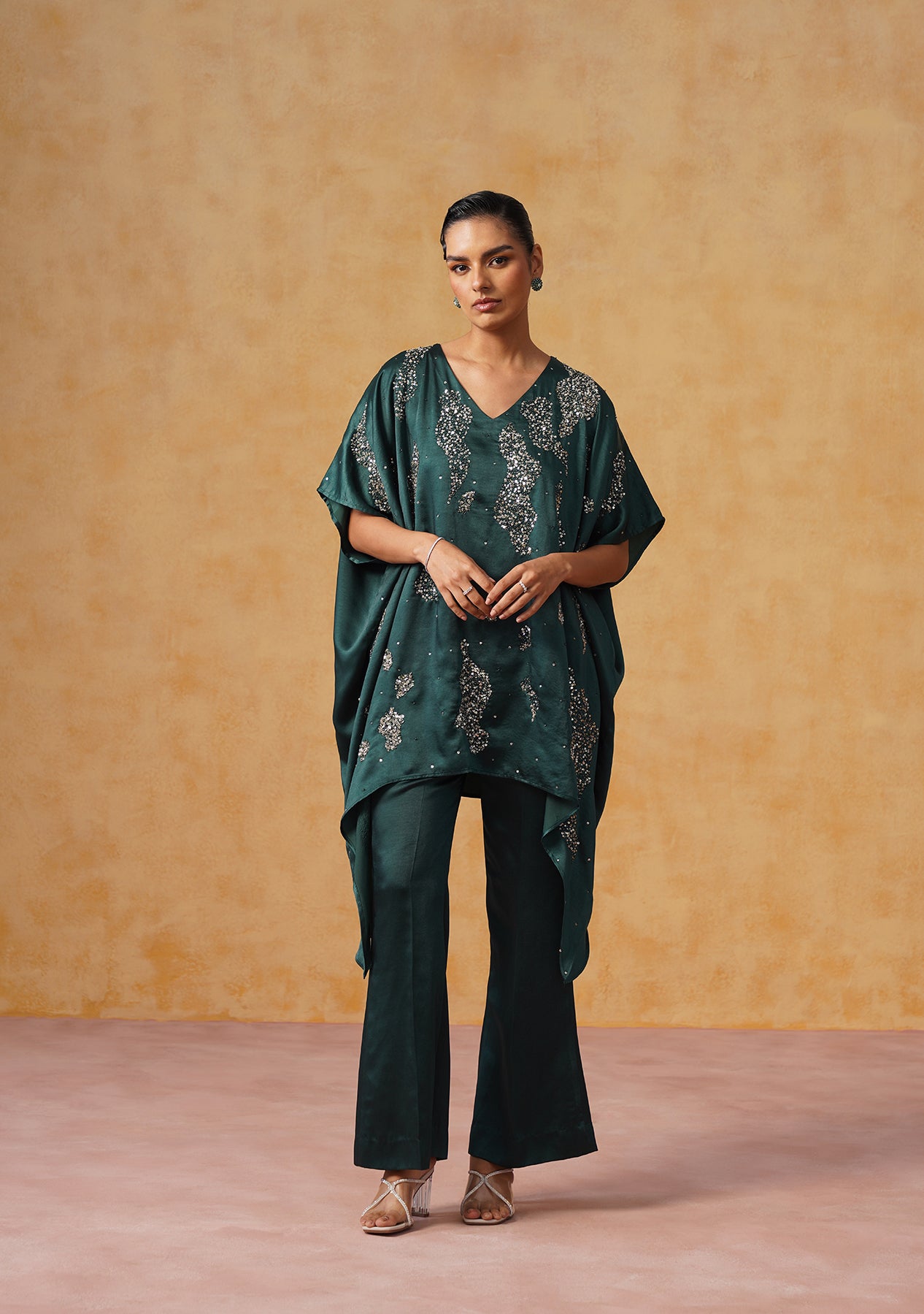 Tara Kaftan Co-ord Set (Bottle Green)