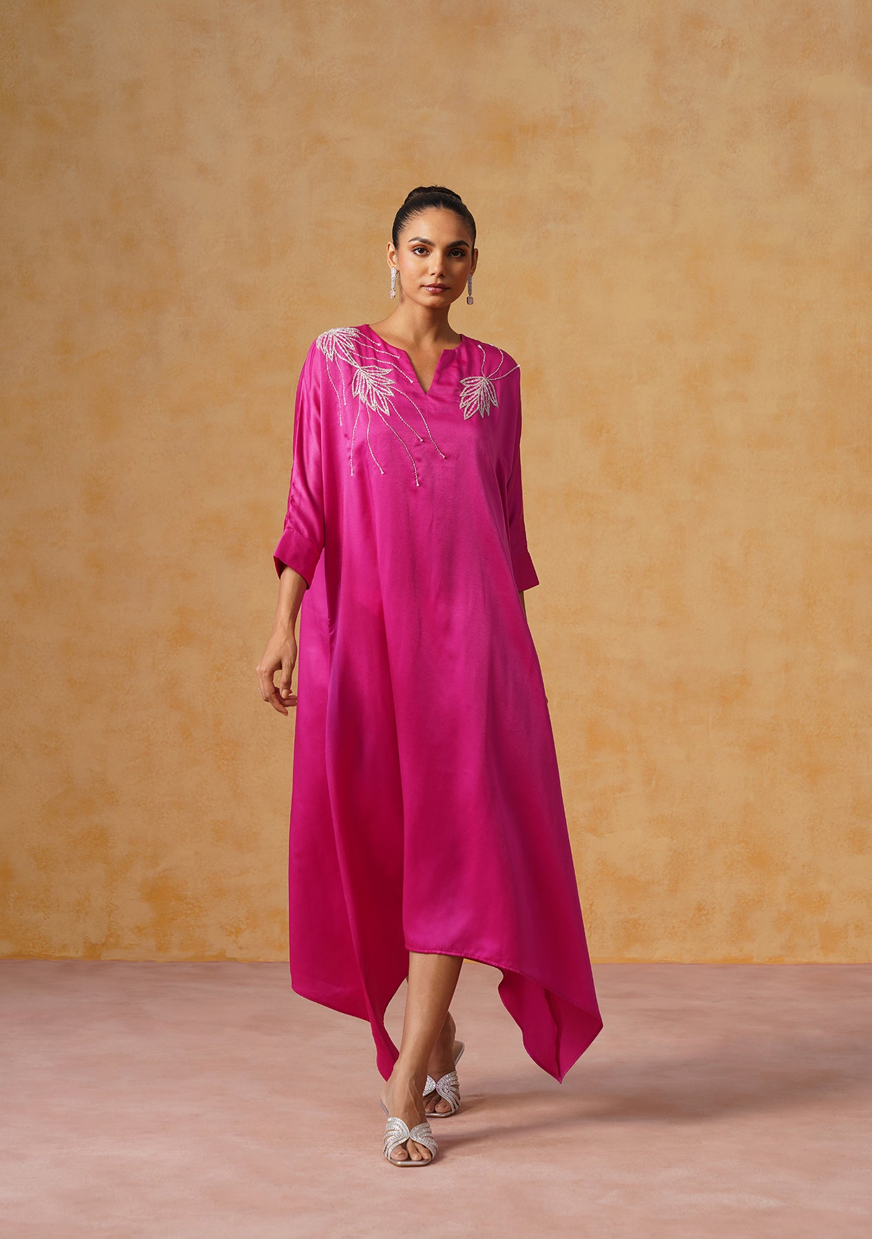 Zara Kaftan Dress (Fuchsia Pink)