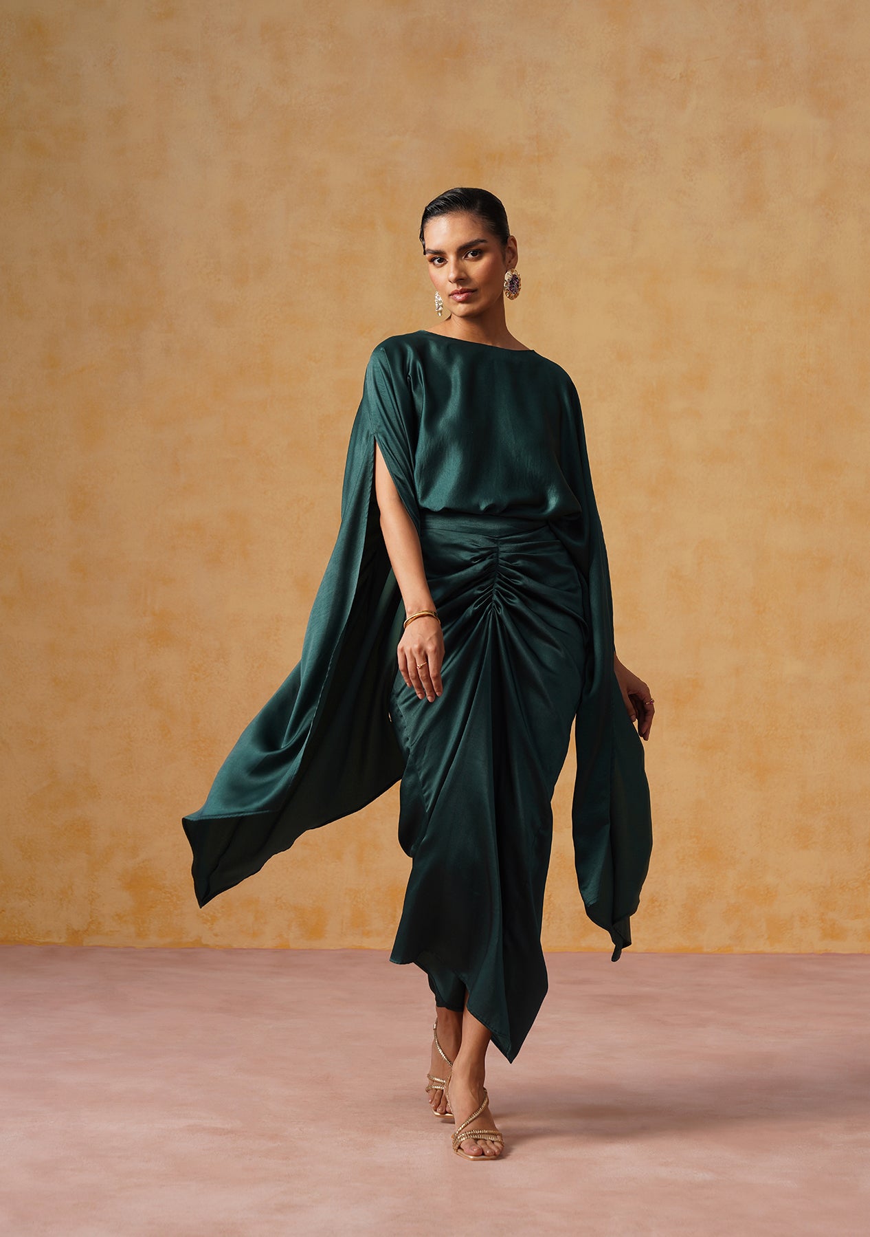 Dira Skirt Co-ord Set (Bottle Green)