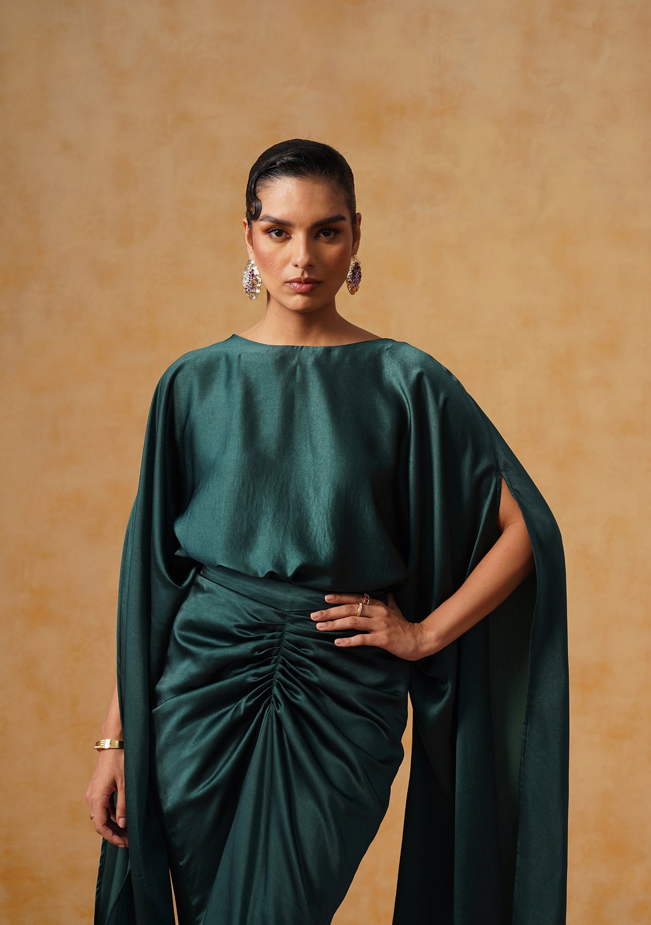 Dira Skirt Co-ord Set (Bottle Green)