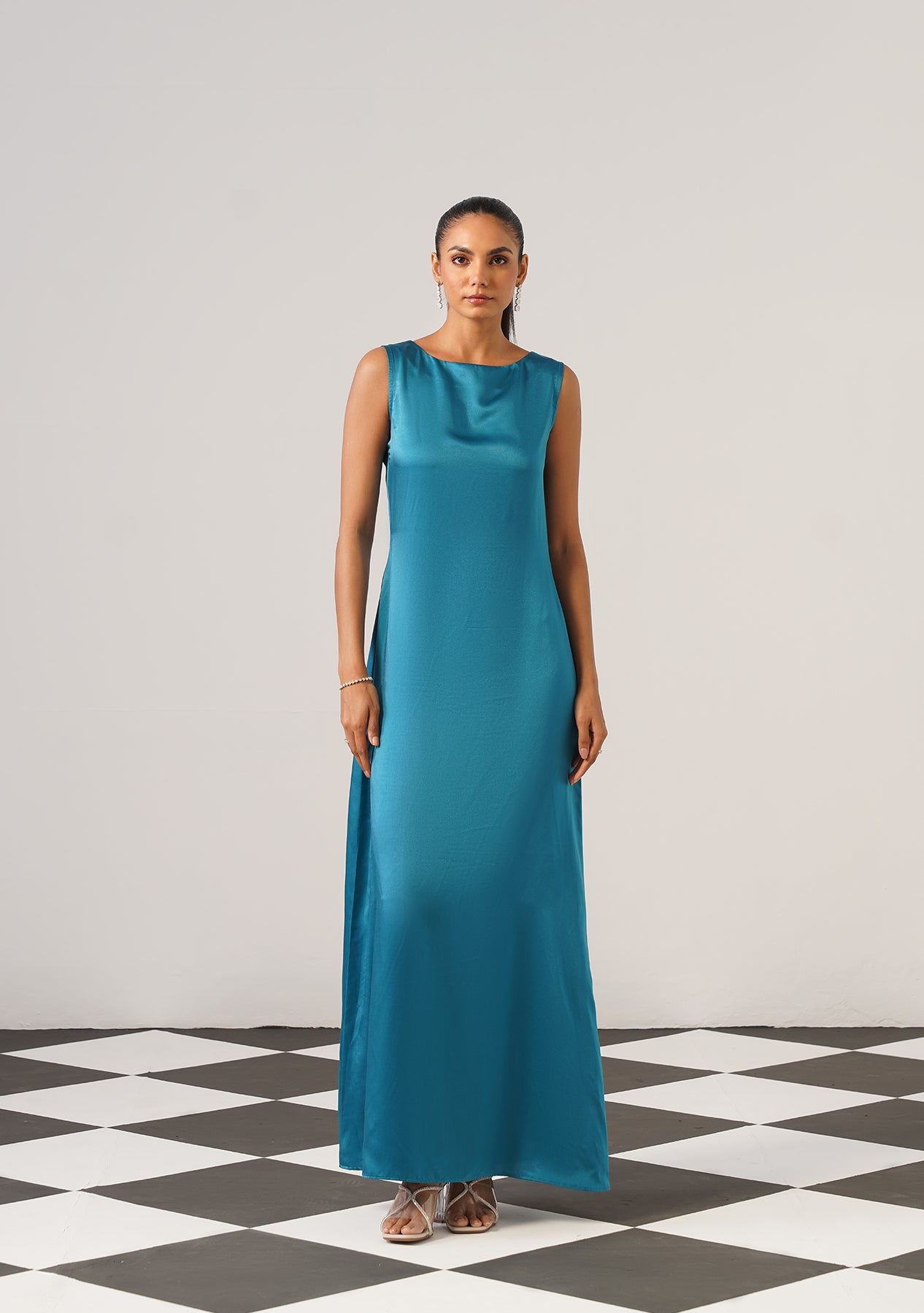 Helena Gown with Embroidered Cape (Teal)