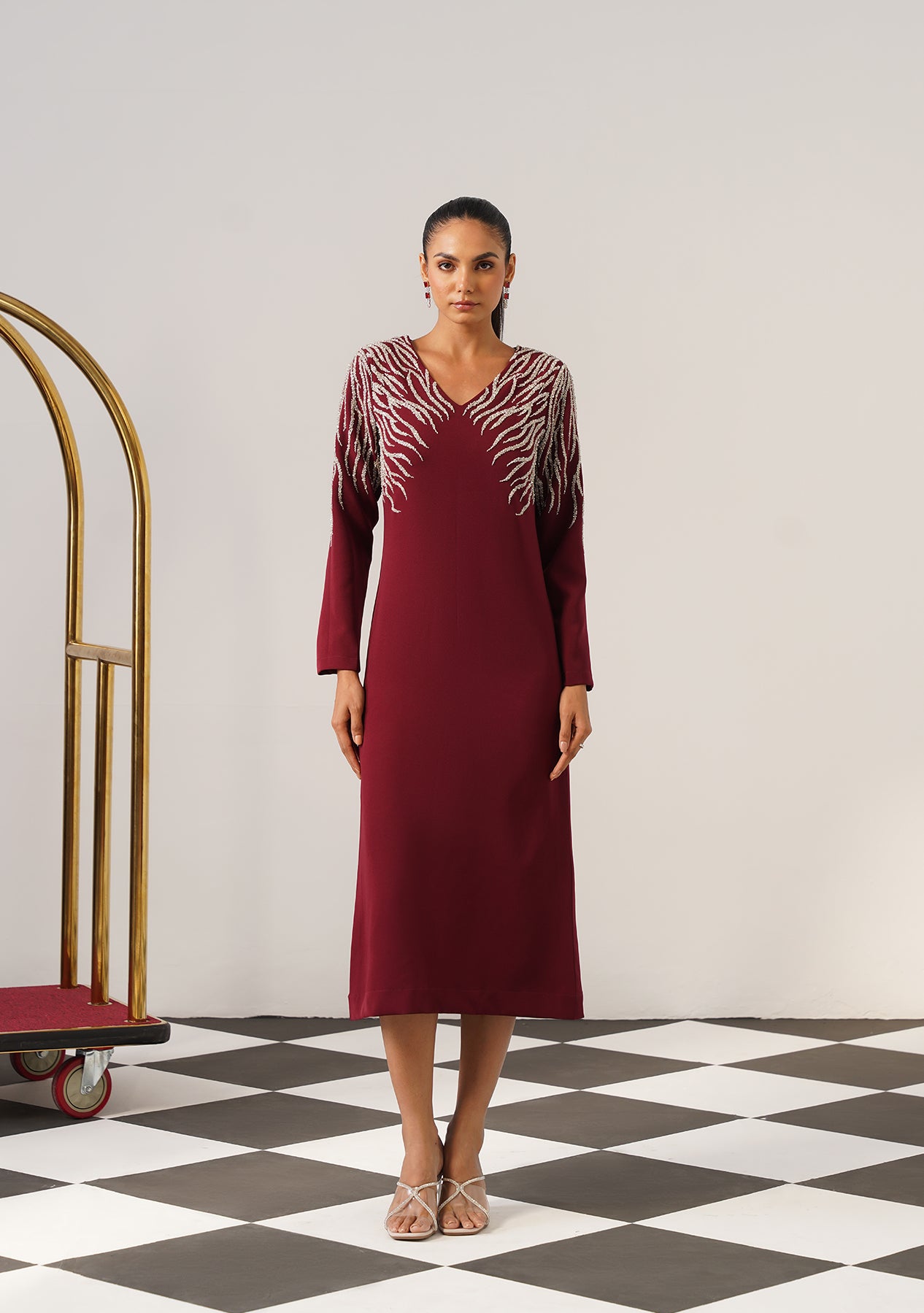 Zeb Midi Dress (Burgundy)