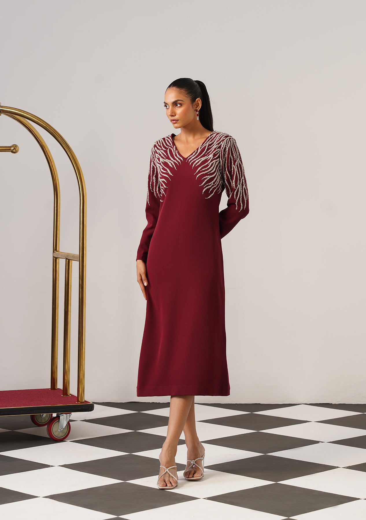 Zeb Midi Dress (Burgundy)