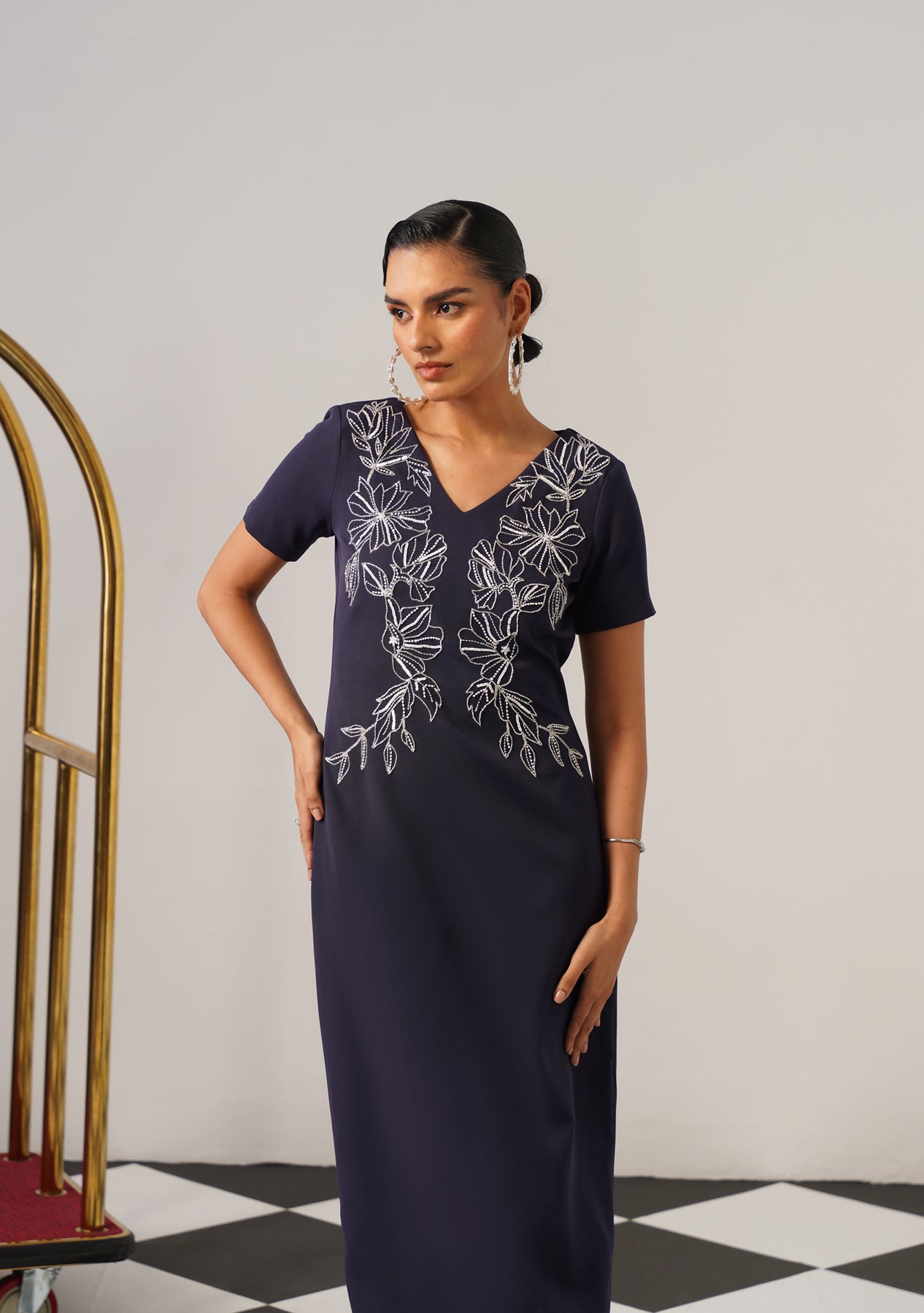 Eden Midi Dress (Navy)