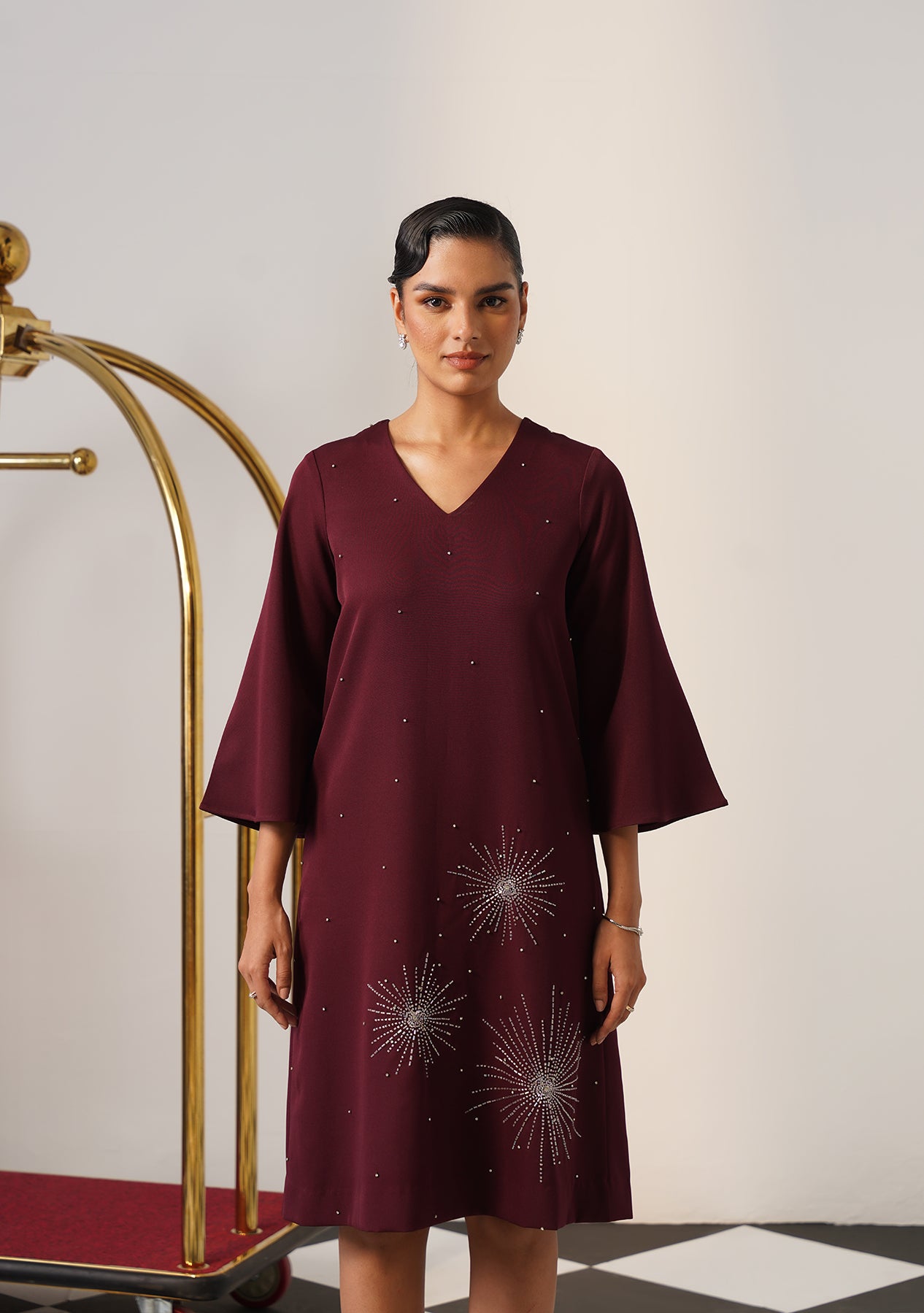 Starlight Midi Dress (Burgundy)