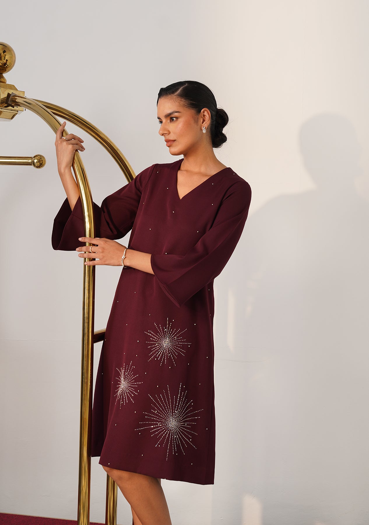 Starlight Midi Dress (Burgundy)