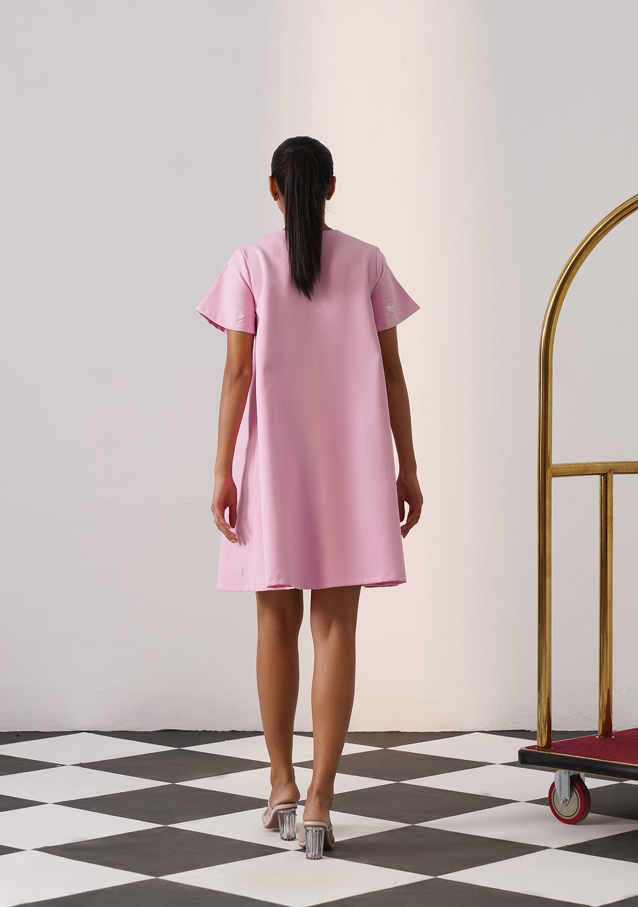 Lovelace Mini Dress (Baby Pink)