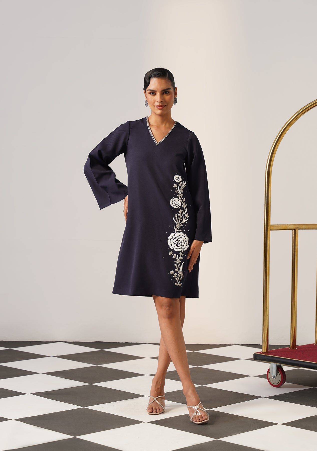 Rosebud Dress (Navy)