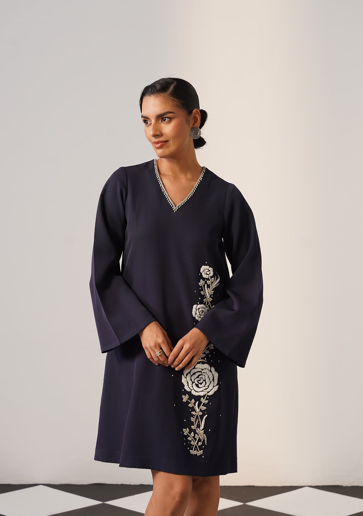 Rosebud Dress (Navy)