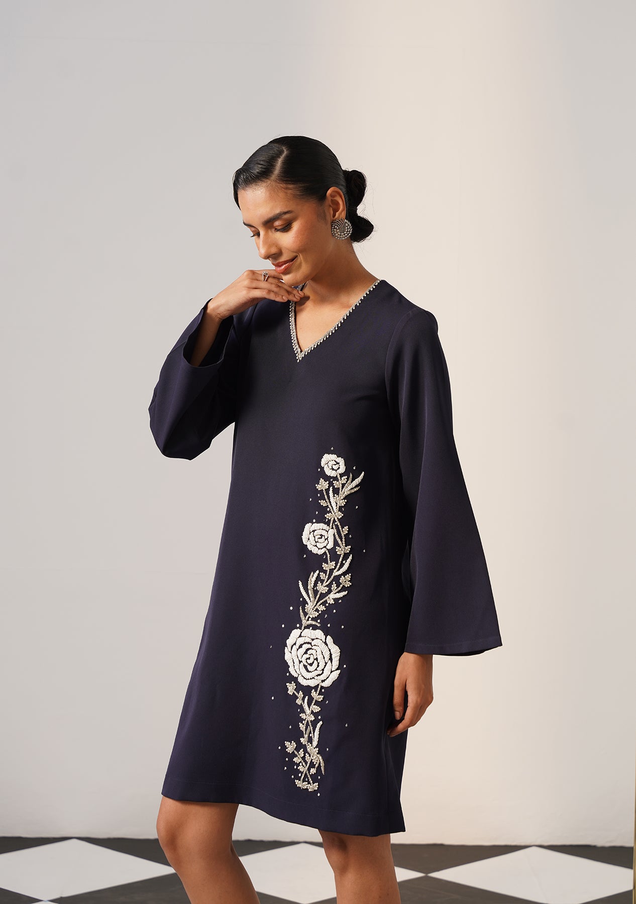 Rosebud Dress (Navy)