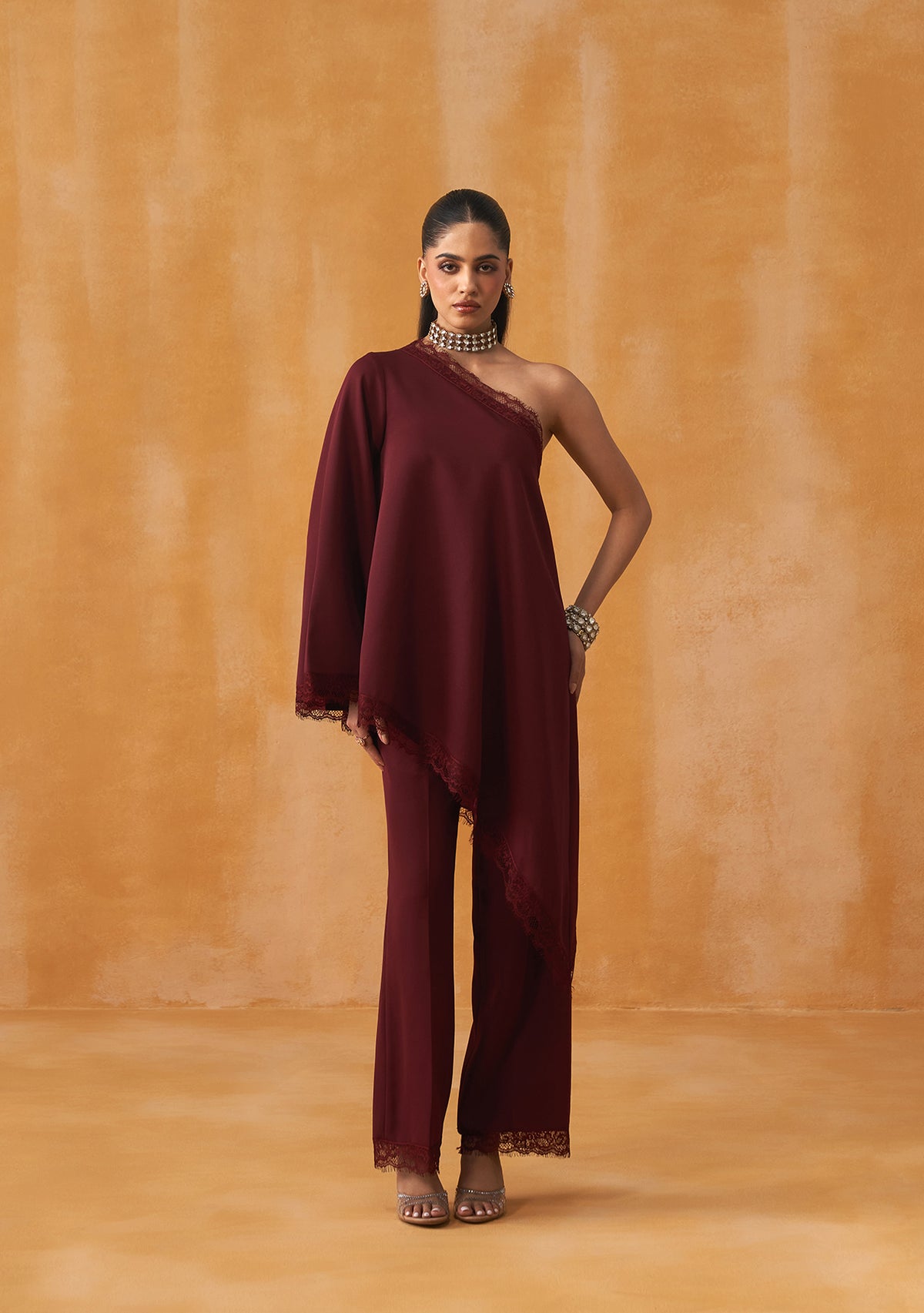 Lace Co-ord Set (Burgundy)