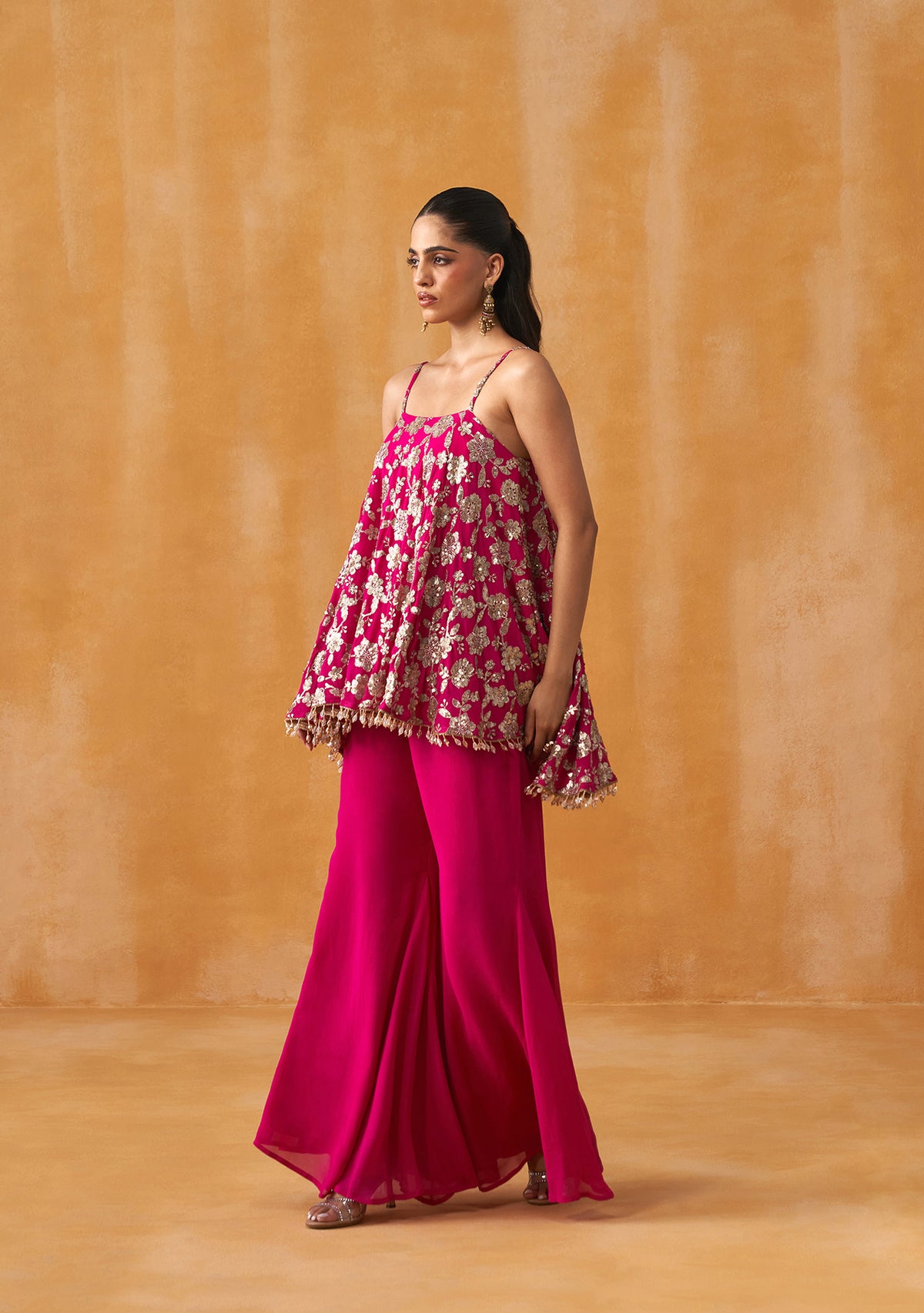 Pataka Sharara Set With Potli (Rani Pink)