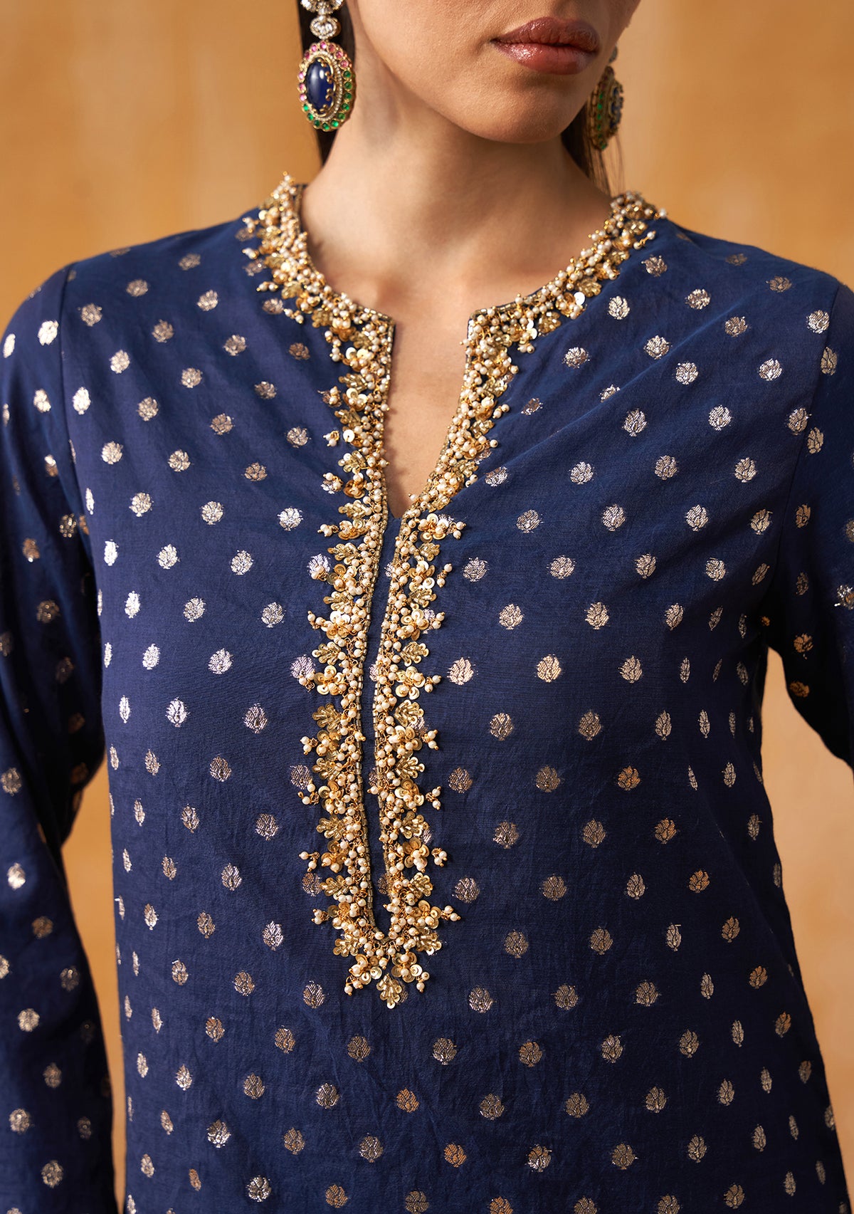 Begum Co-ord Set with Potli (Navy)