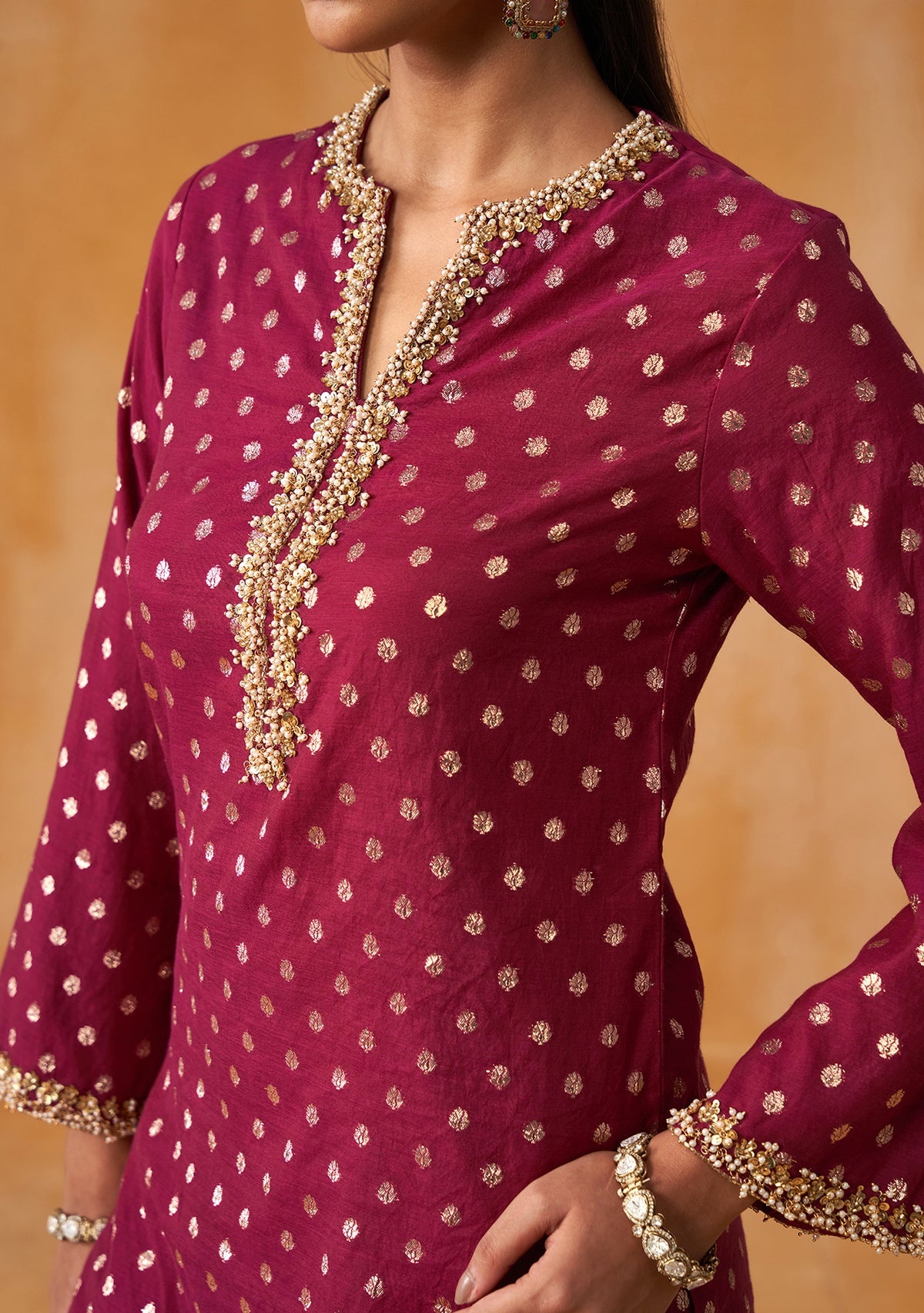Begum Co-ord Set with Potli (Berry Wine)