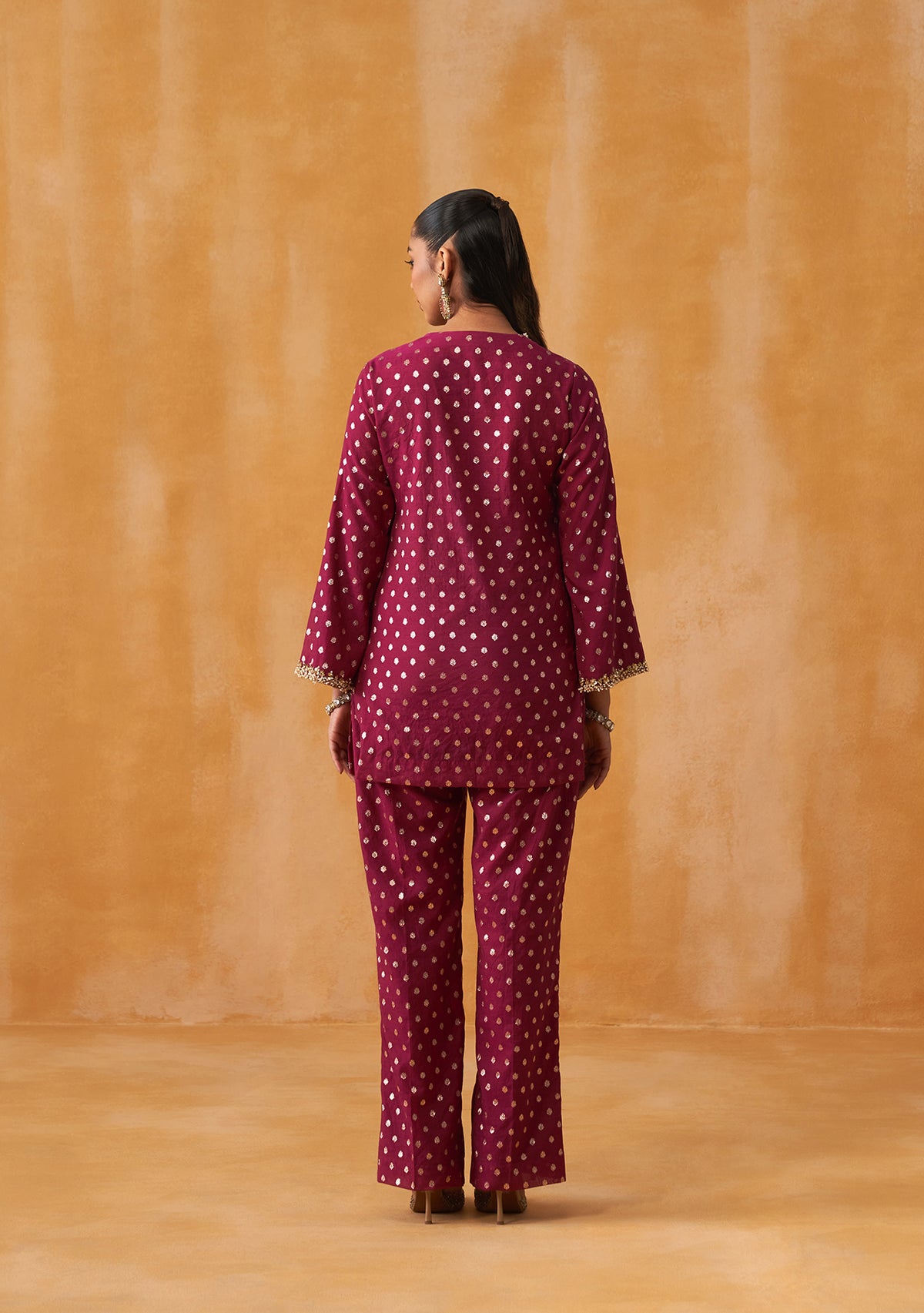 Begum Co-ord Set with Potli (Berry Wine)