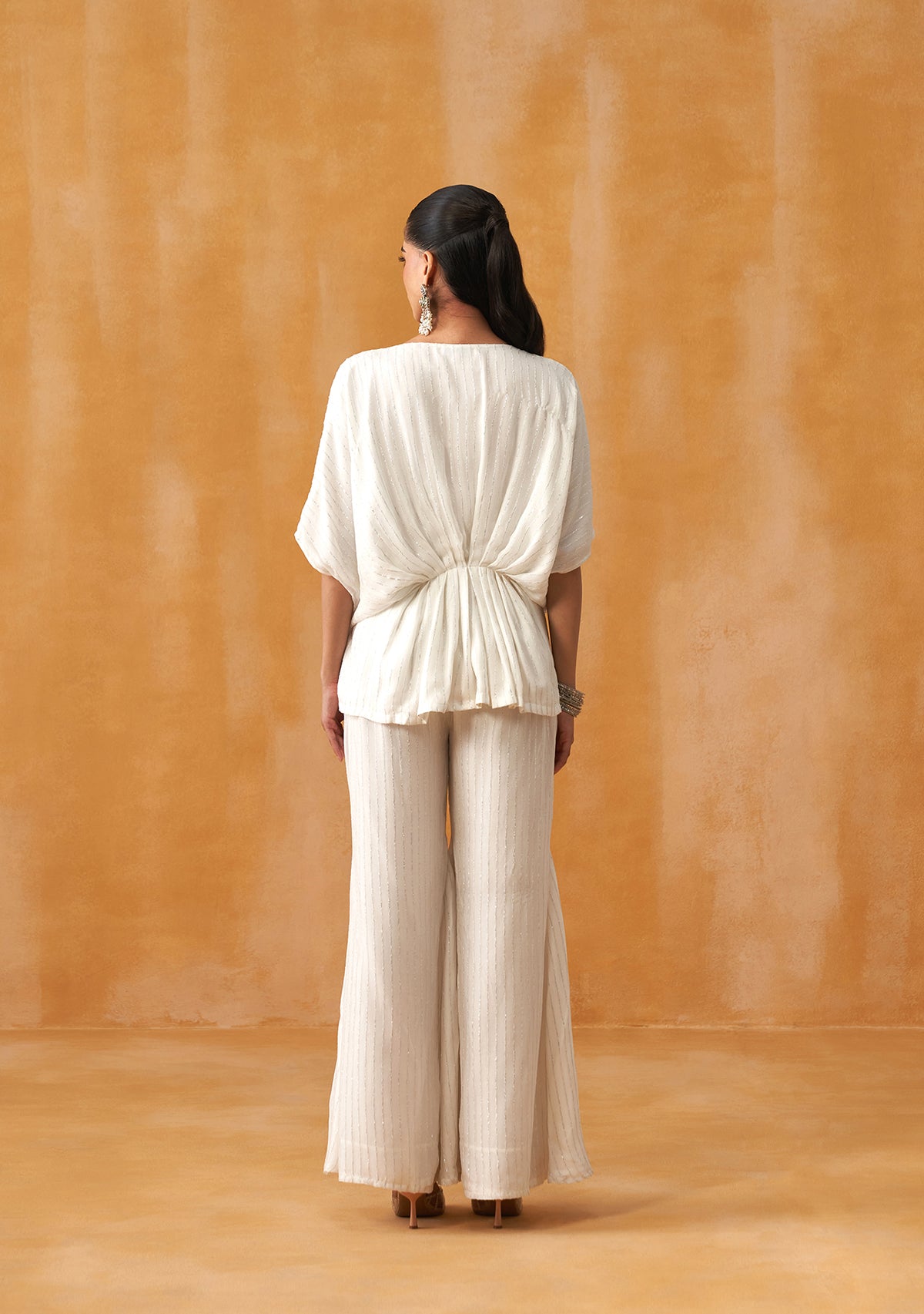 Lurex Kaftan Co-ord Set (White)