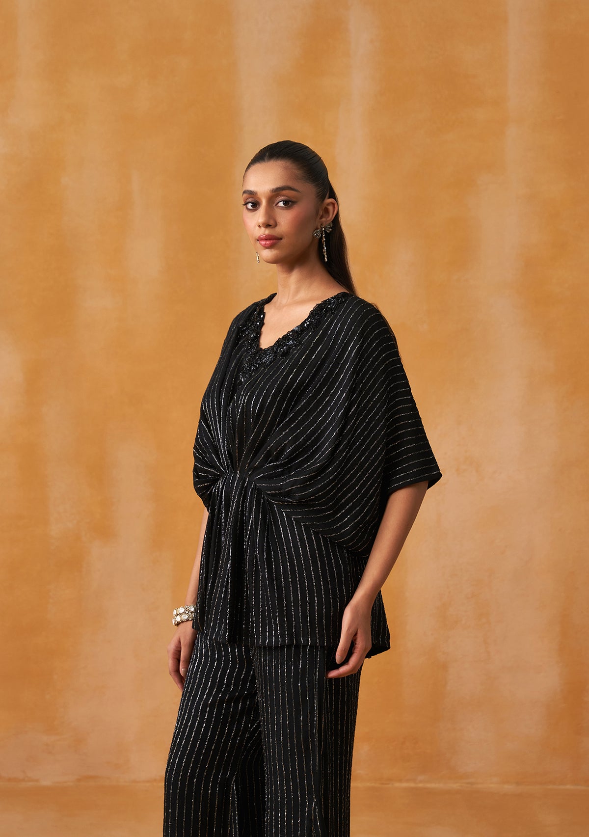 Lurex Kaftan Co-ord Set (Black)