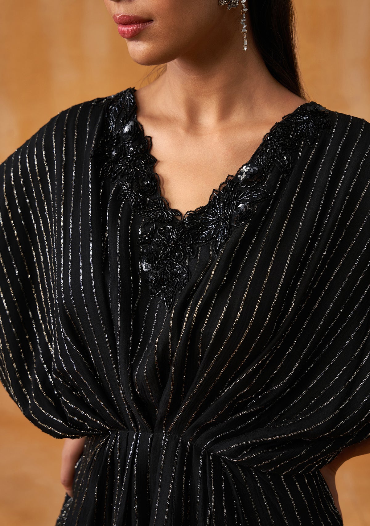 Lurex Kaftan Co-ord Set (Black)