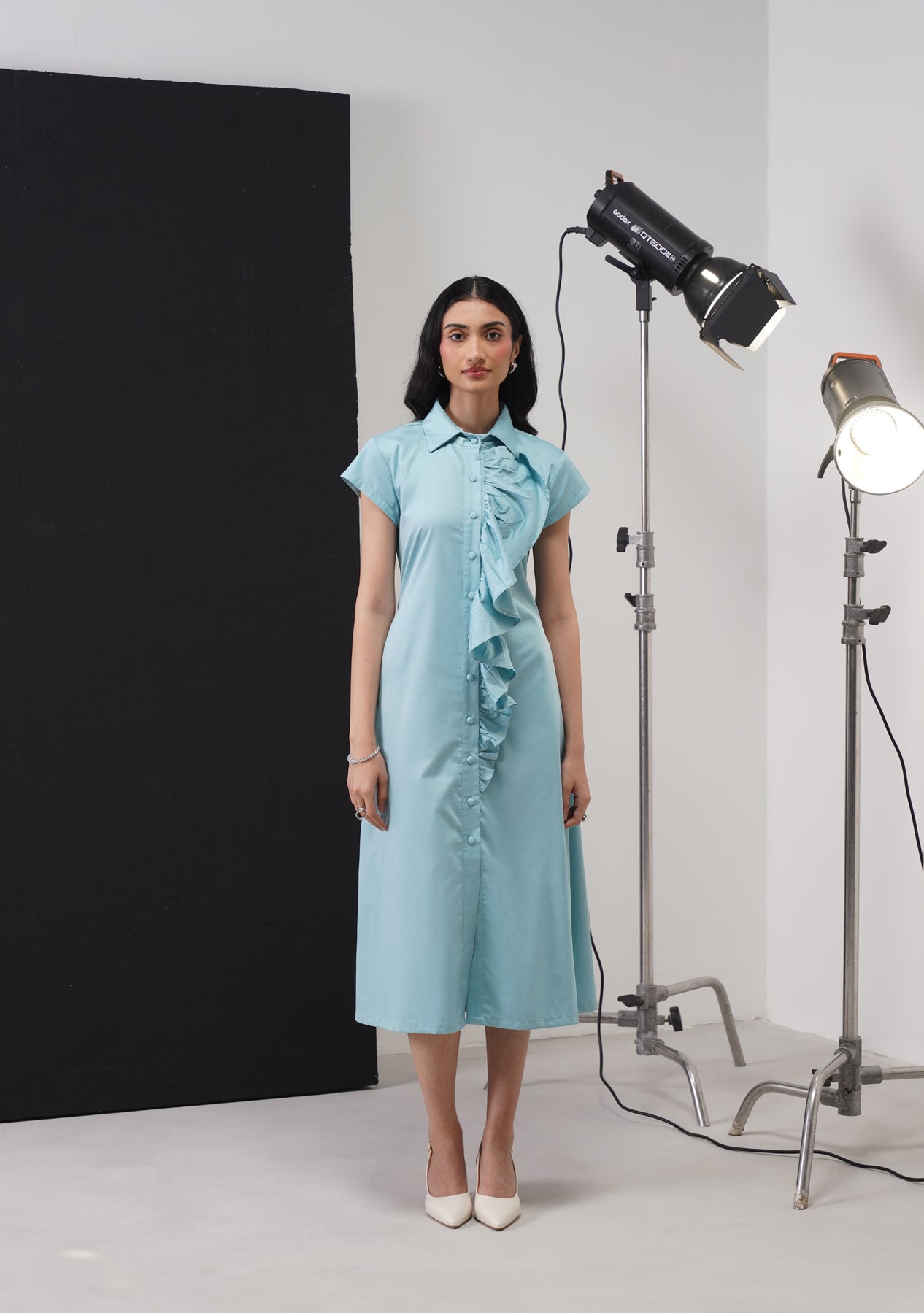 Gloria Midi Dress (Soft Cyan)