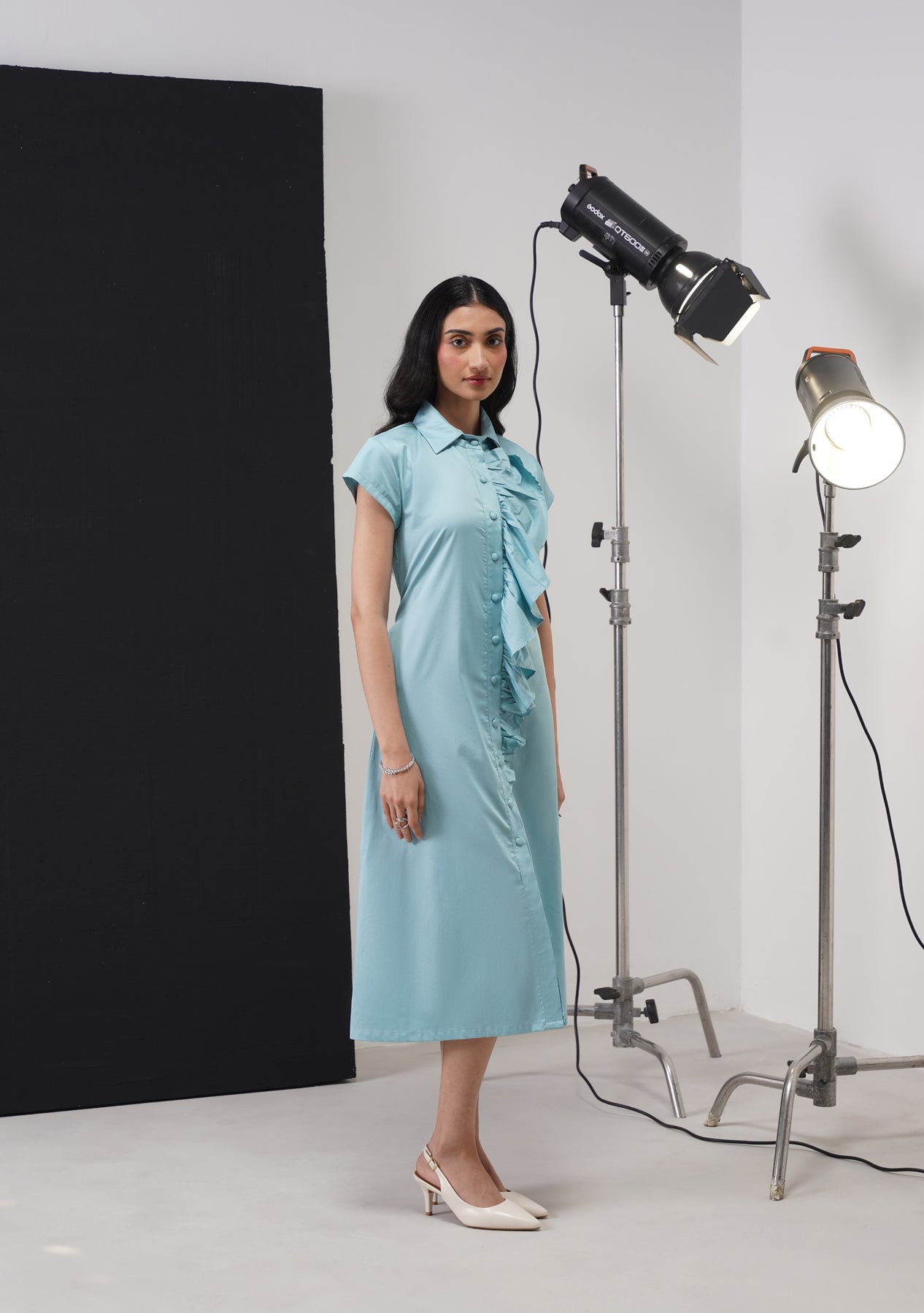Gloria Midi Dress (Soft Cyan)