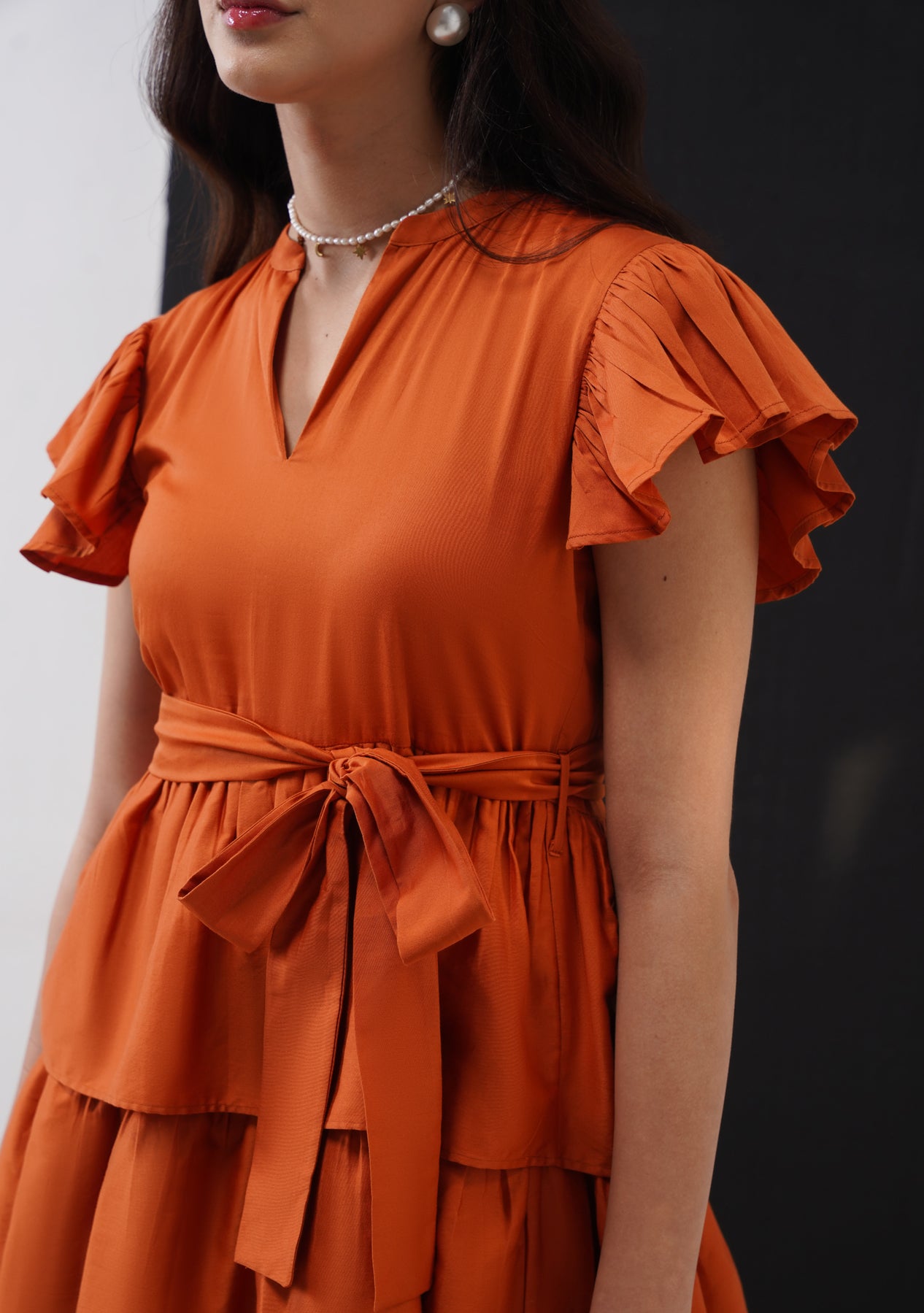 Juliet Mini Dress (Rust)