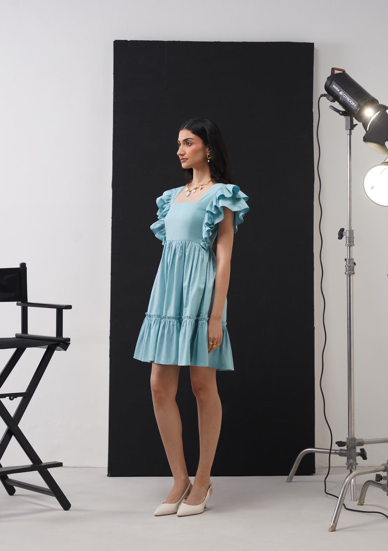 Ariana Mini Dress (Soft Cyan)