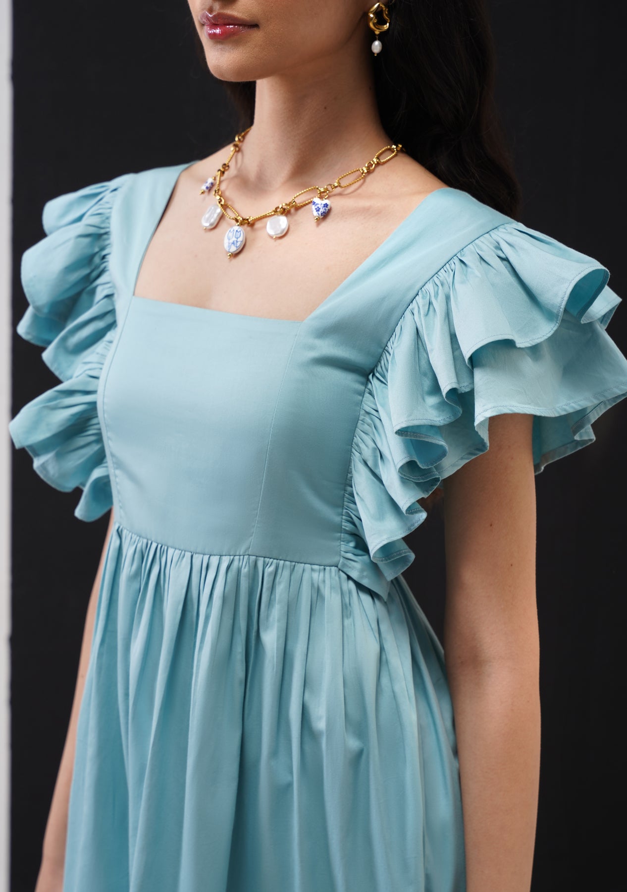 Ariana Mini Dress (Soft Cyan)