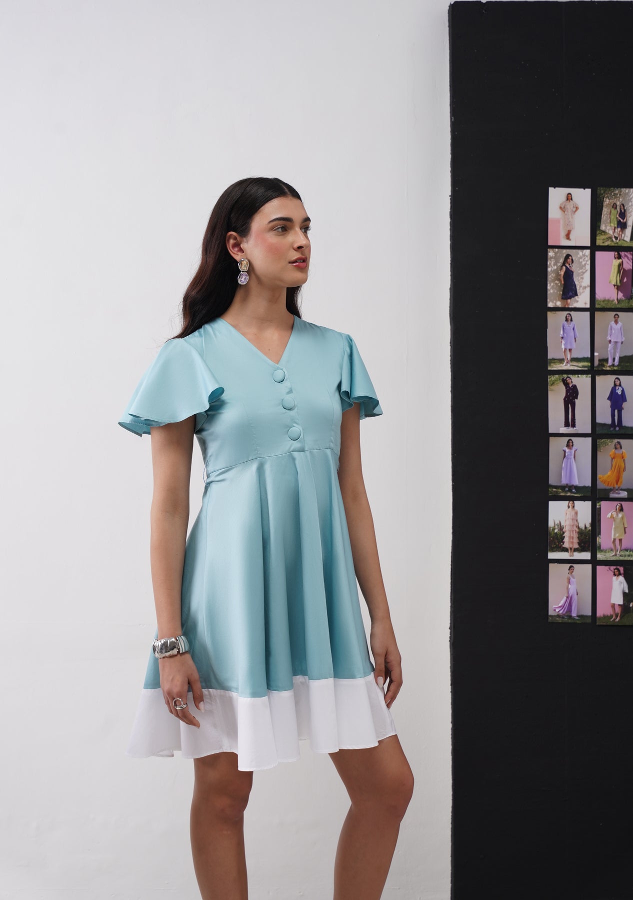 Selena Mini Dress (Soft Cyan)