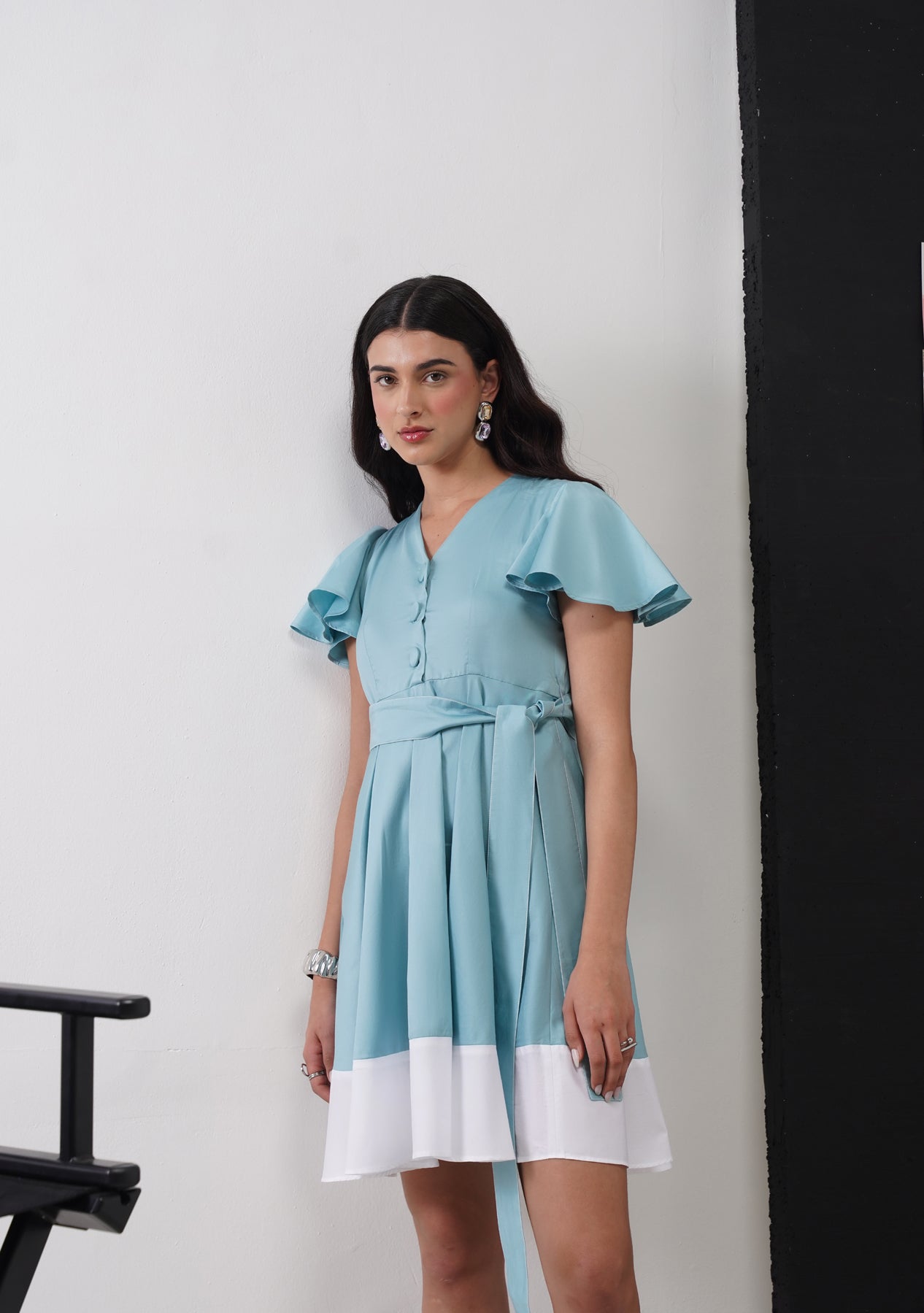 Selena Mini Dress (Soft Cyan)