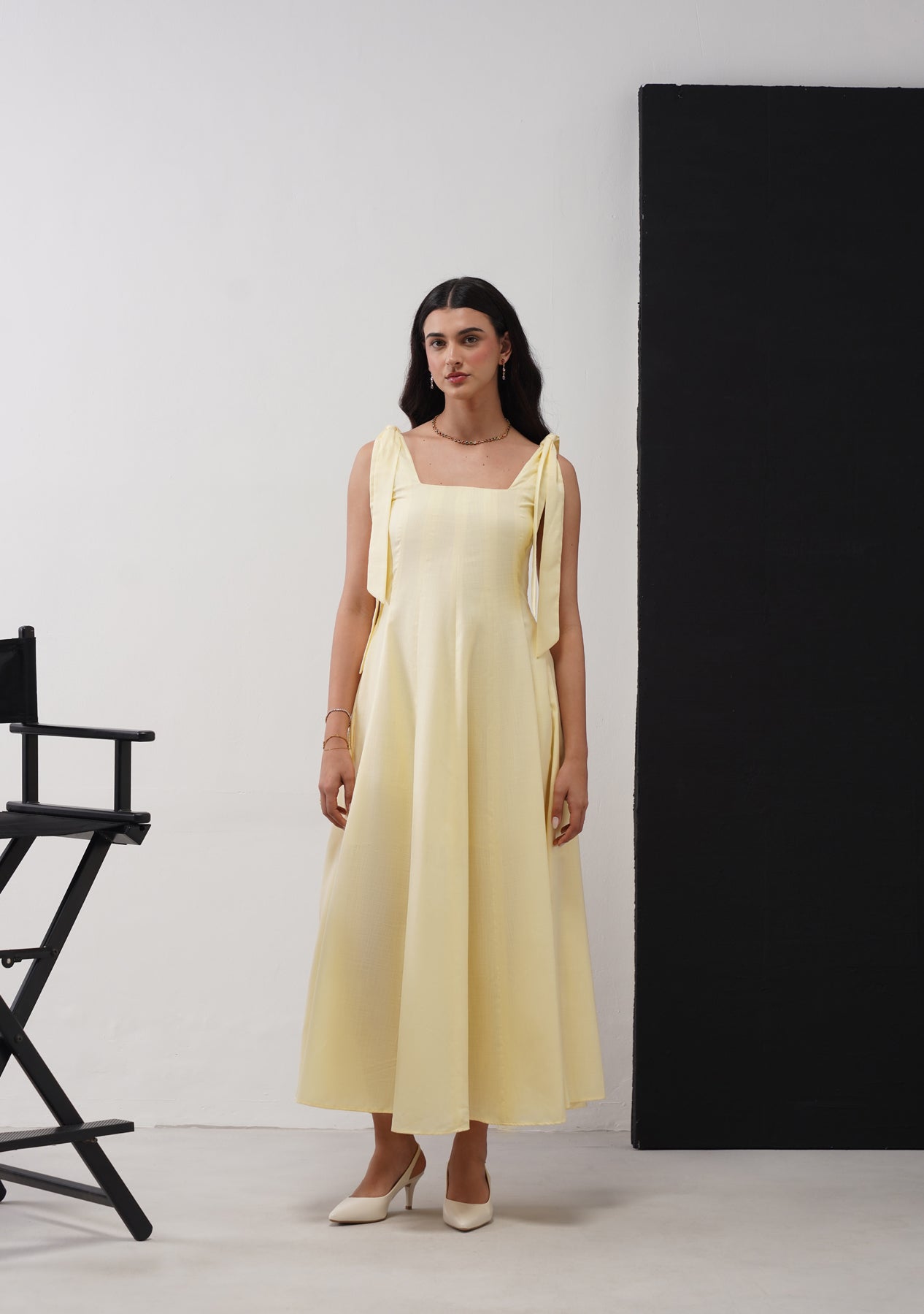 Audrey Maxi Dress with Detachable Bows (Butter Yellow)