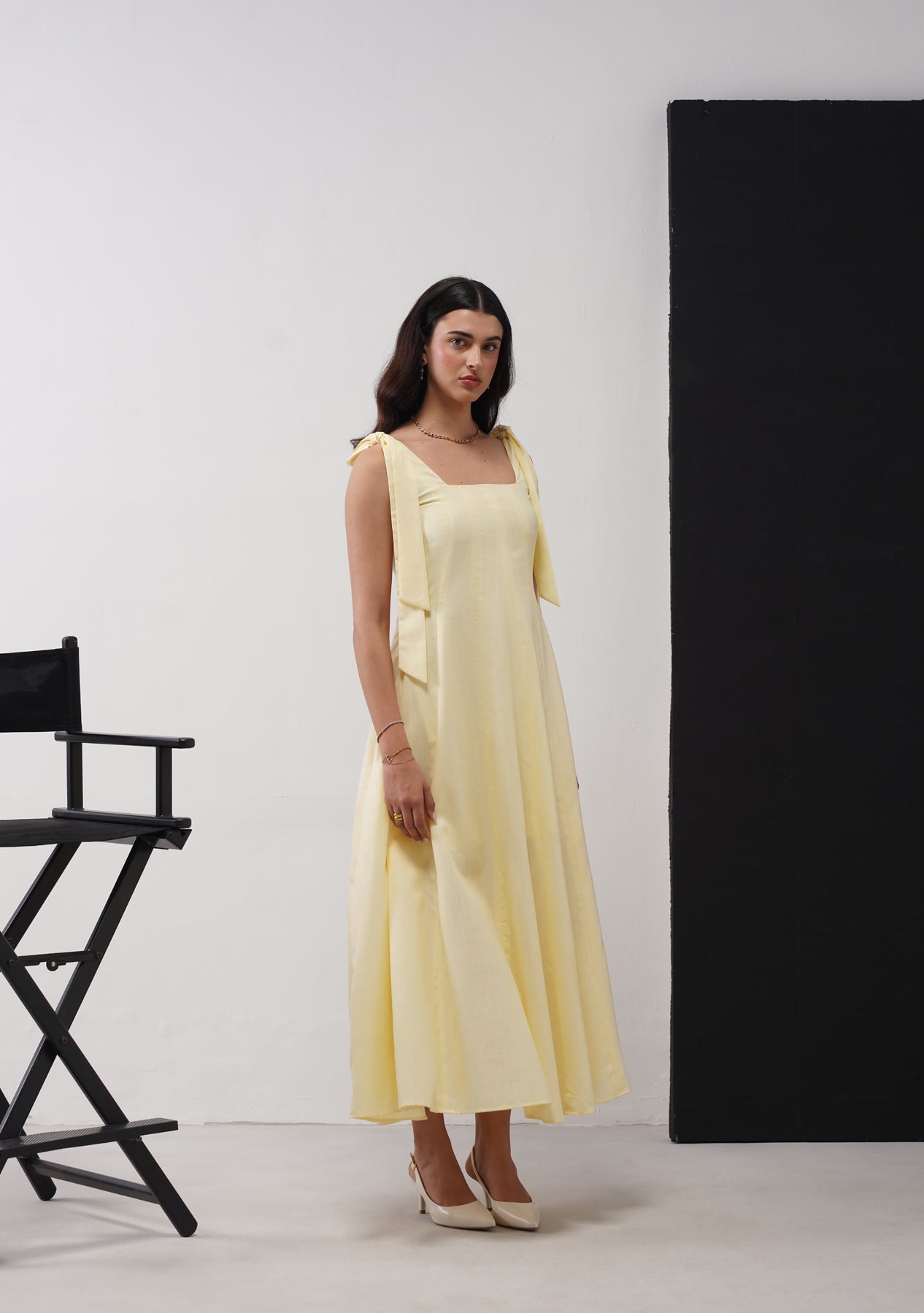 Audrey Maxi with Detachable Bows (Butter Yellow) As Seen On Mitali Wadhwa