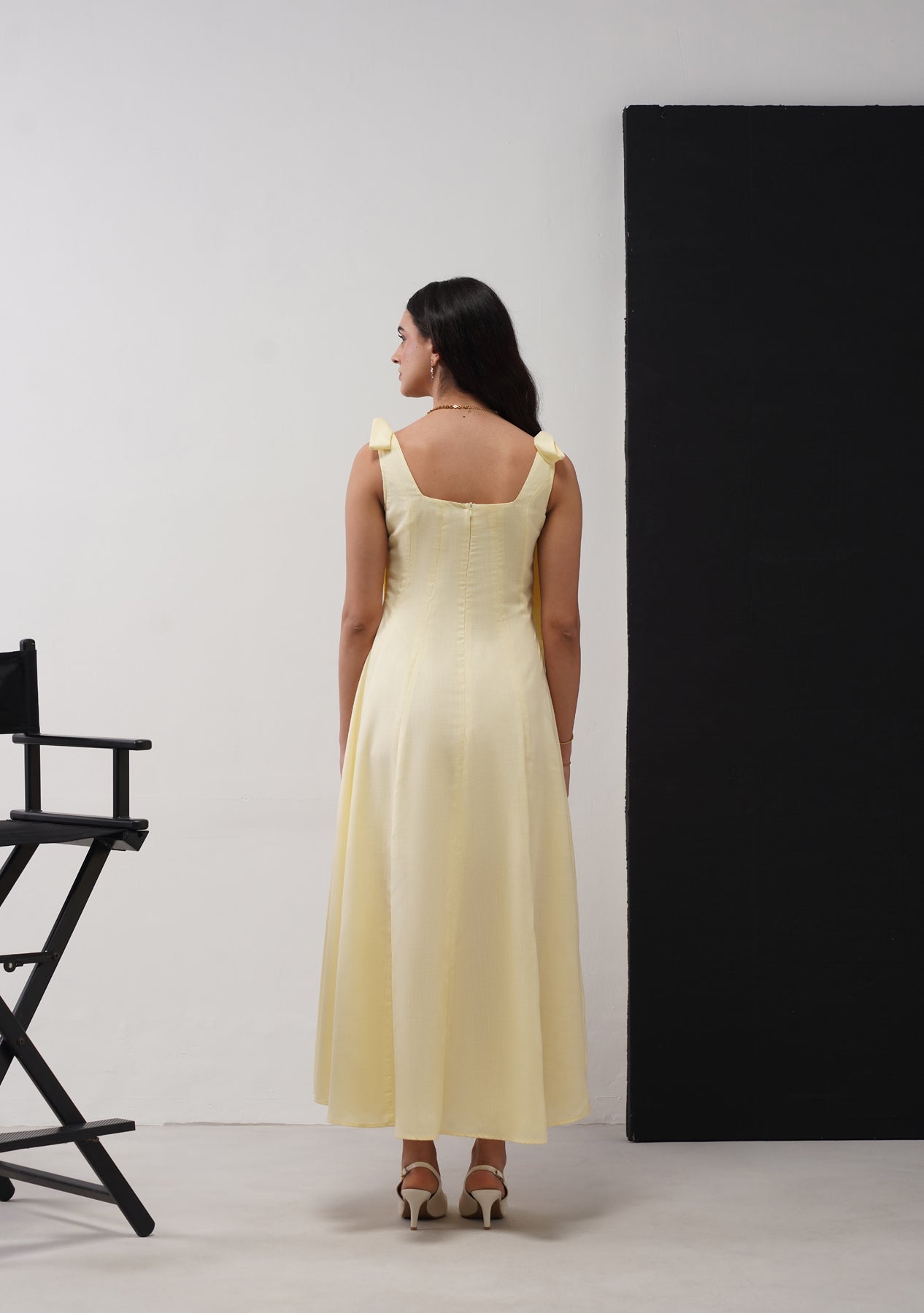 Audrey Maxi with Detachable Bows (Butter Yellow) As Seen On Mitali Wadhwa