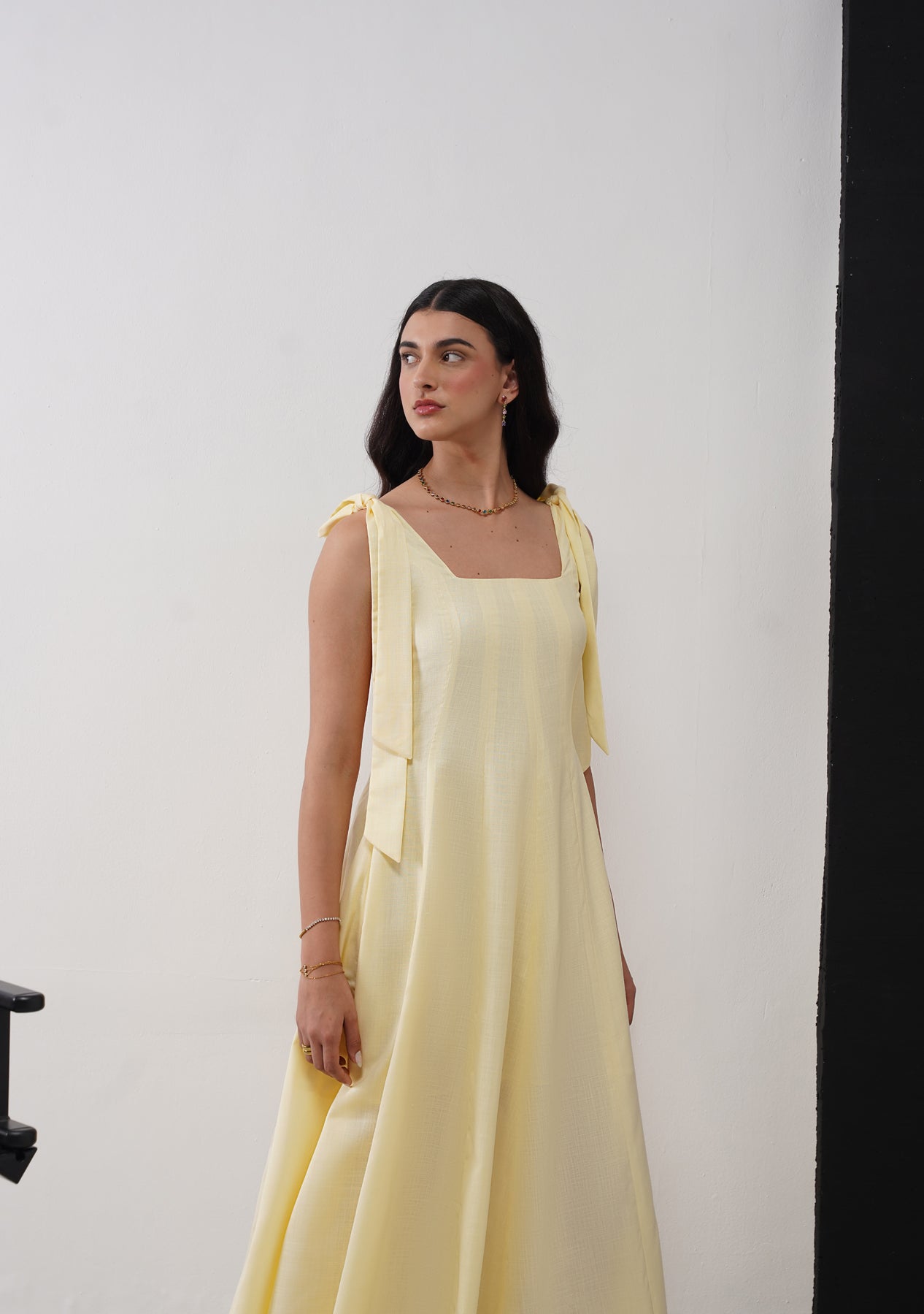 Audrey Maxi with Detachable Bows (Butter Yellow) As Seen On Mitali Wadhwa