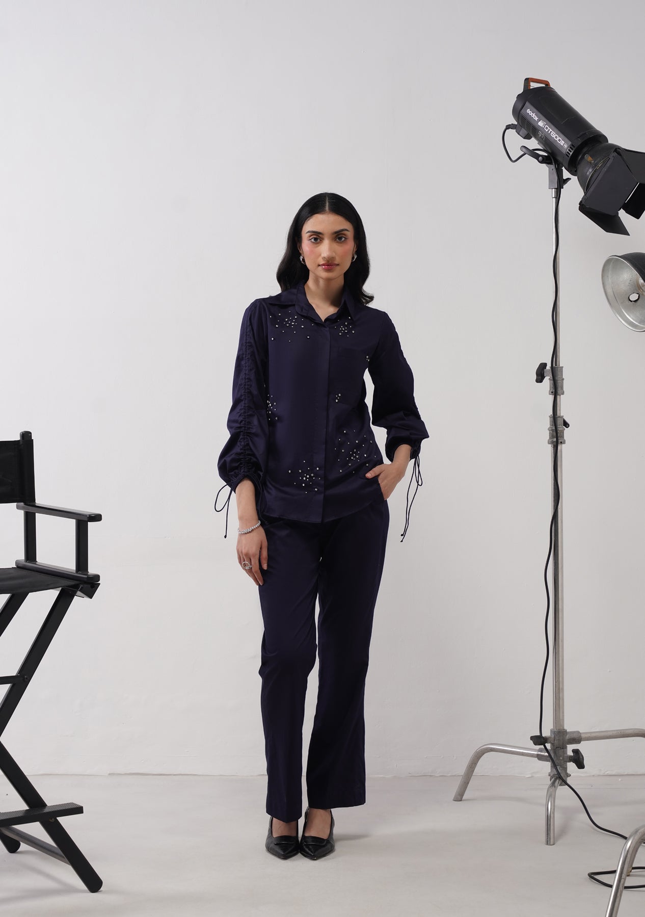 Rhinestone Splatter Co-ord Set (Navy Blue)