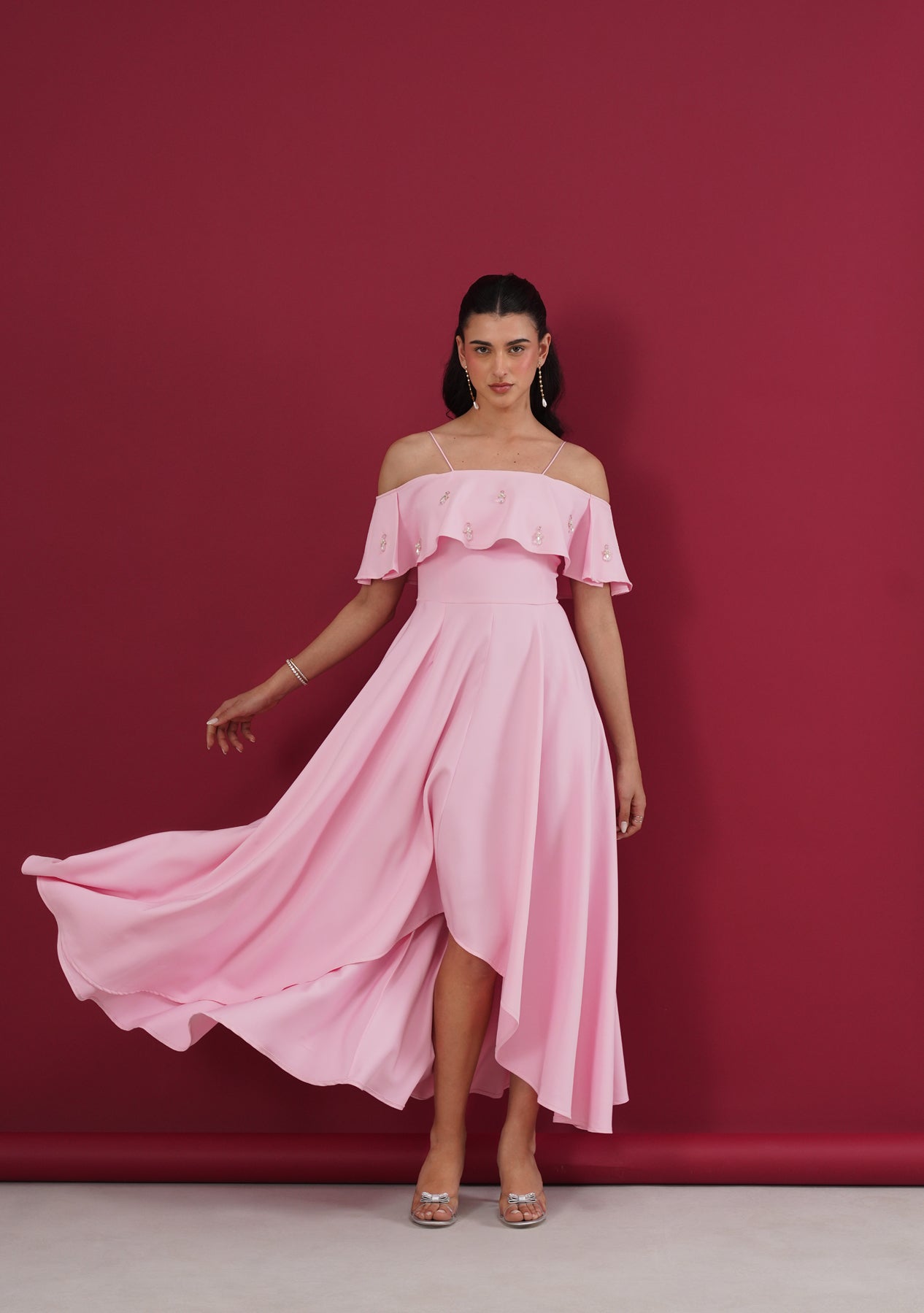 Alaia High Low Dress (Baby Pink)