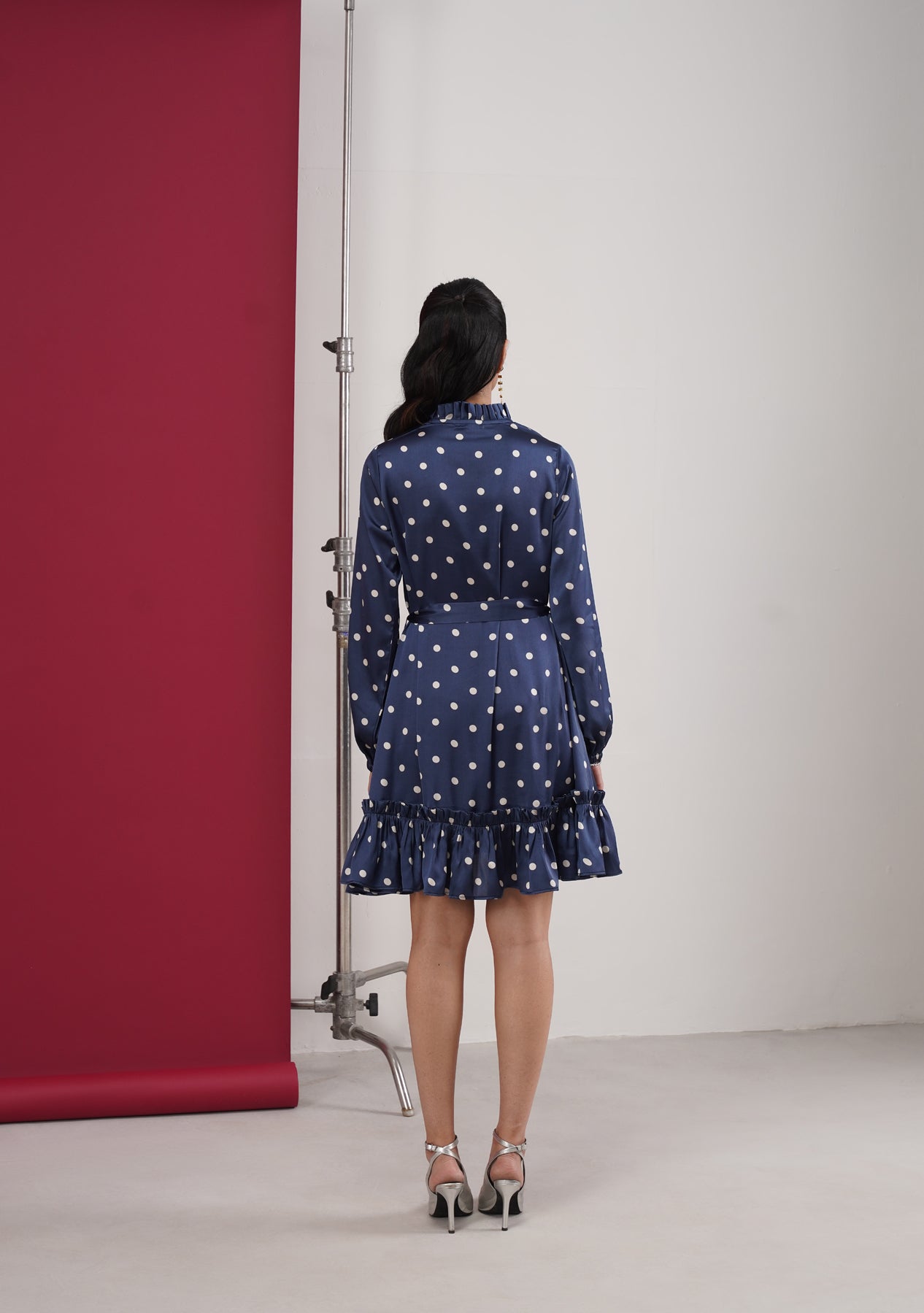Polka Mini Dress (Navy)
