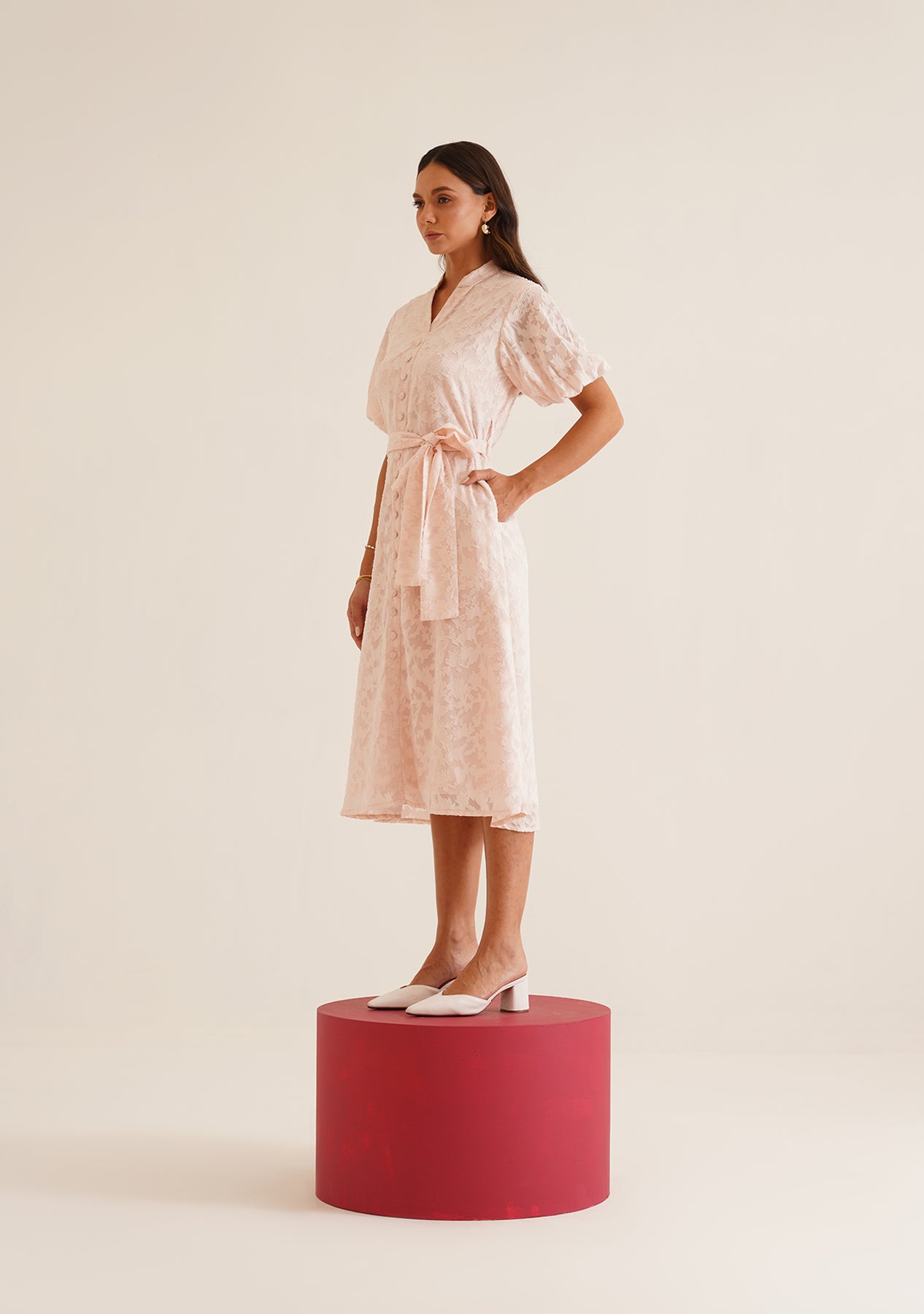 Jackie Midi Dress (Baby Pink)