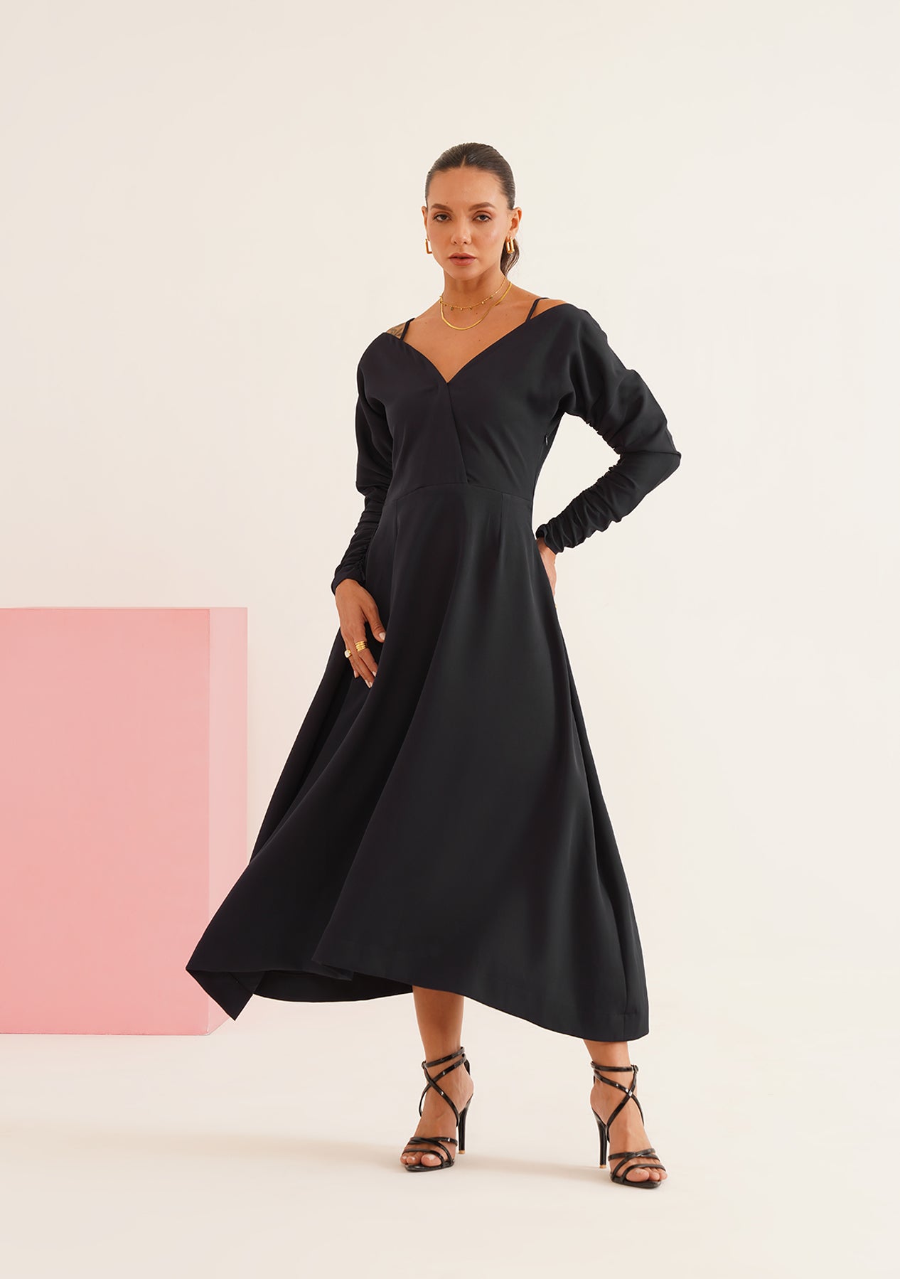 Nelly Midi Dress (Navy)