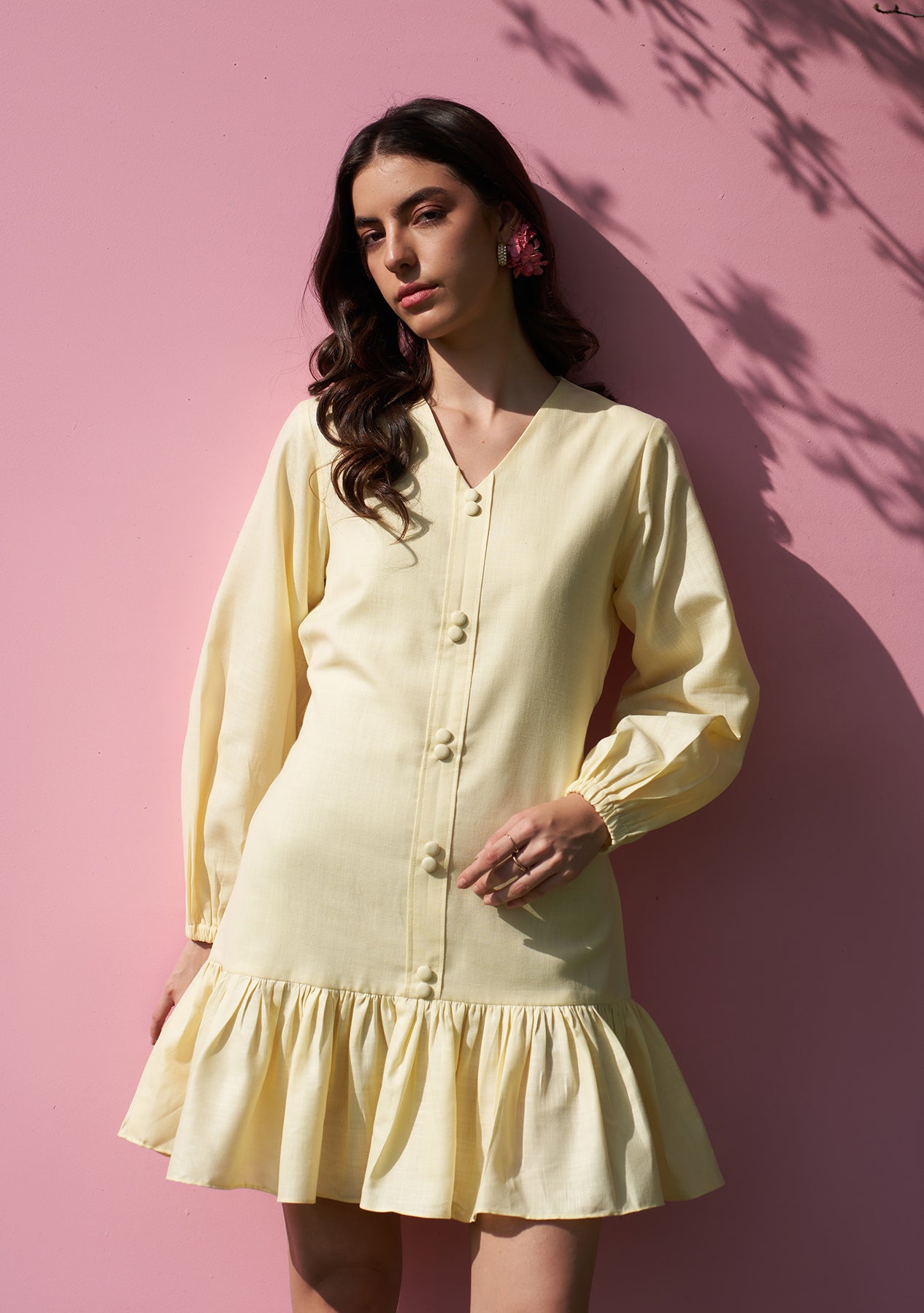 sachin and babi light blue dress Shop Butter Yellow Dresses for Women main image 1